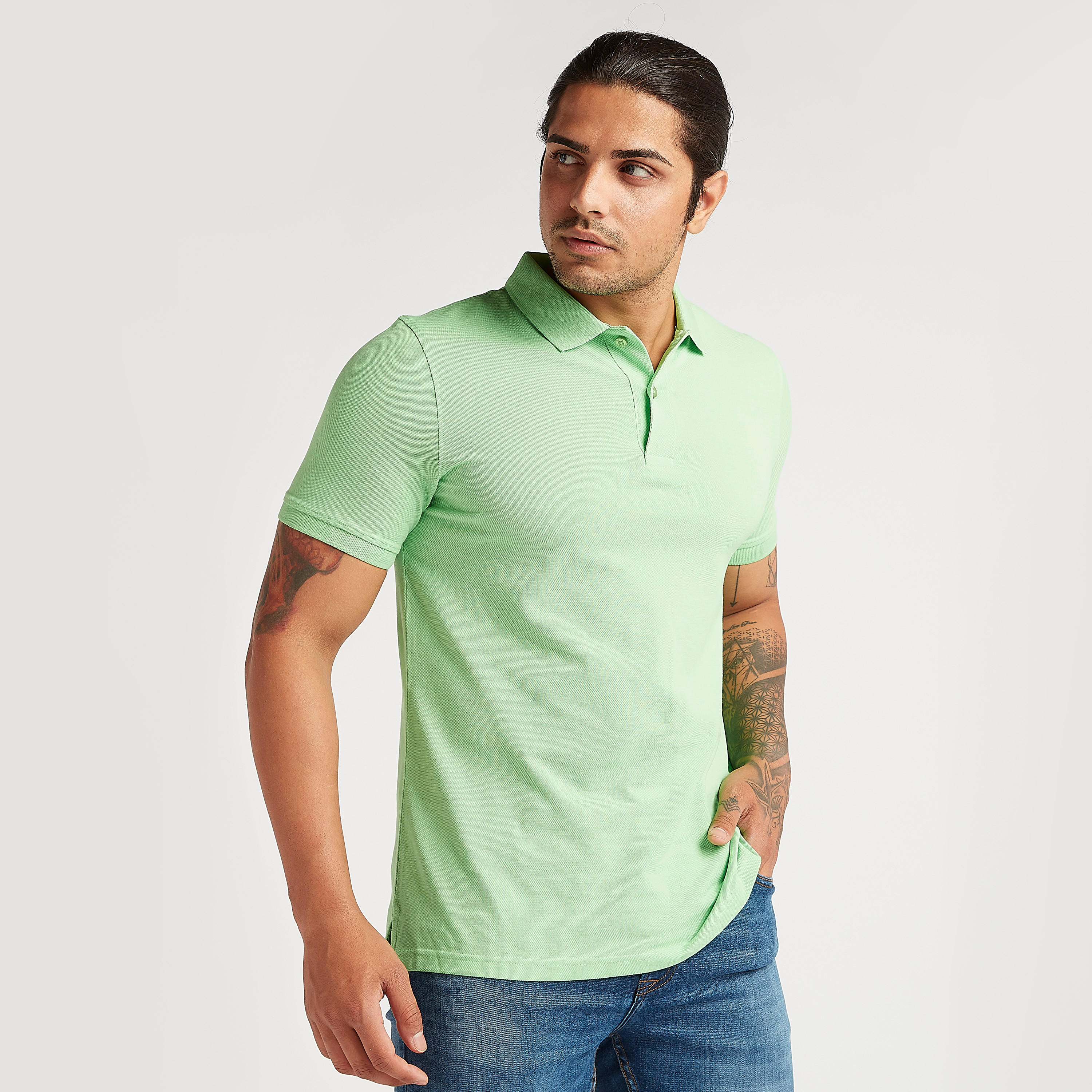 تيشيرت بولو سادة بأكمام قصيرة-men-clothing-tshirtsandpolos-polos-image-5