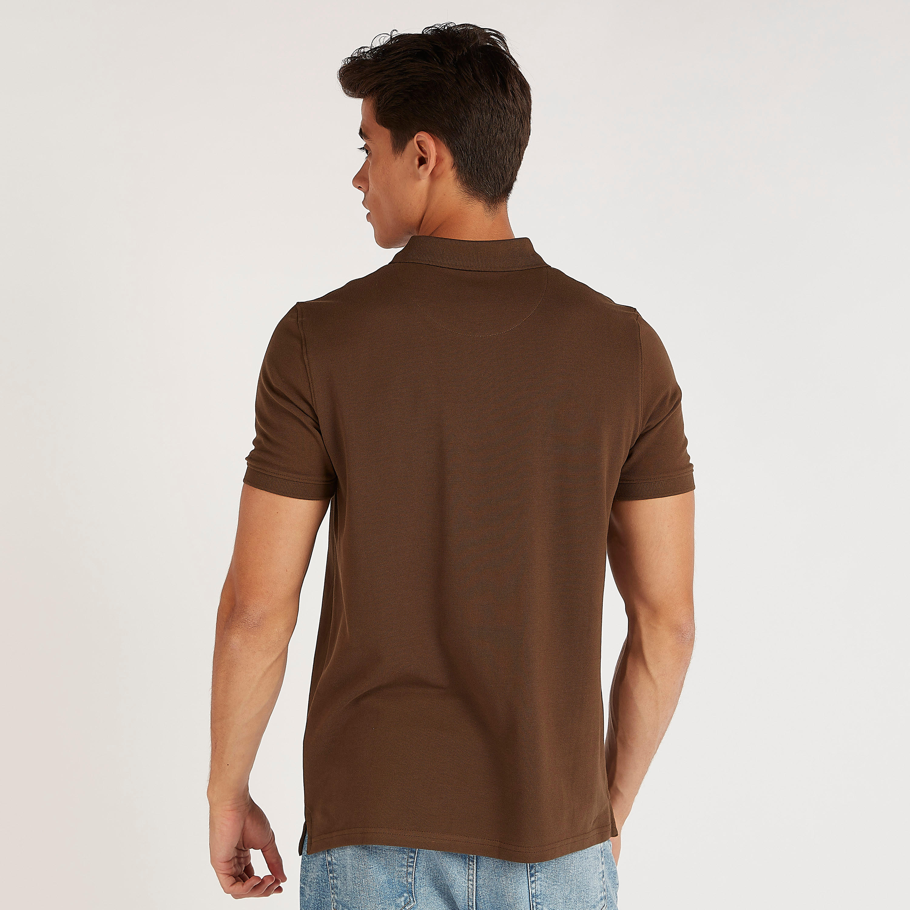 Solid Polo T-shirt with Short Sleeves-men-clothing-tshirtsandpolos-polos-image-5