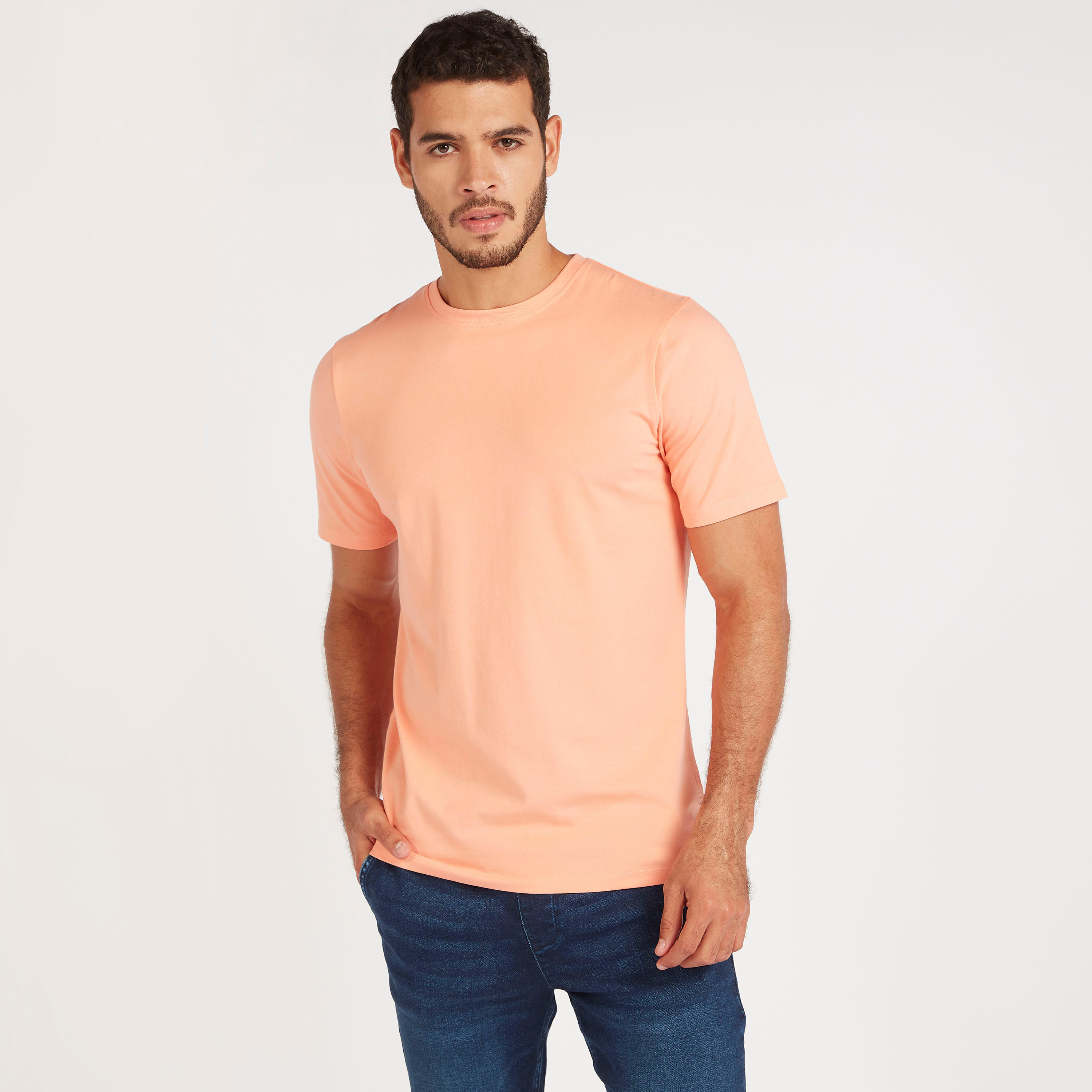 Solid T-shirt with Short Sleeves and Crew Neck-men-clothing-tshirtsandpolos-tshirts-image-1