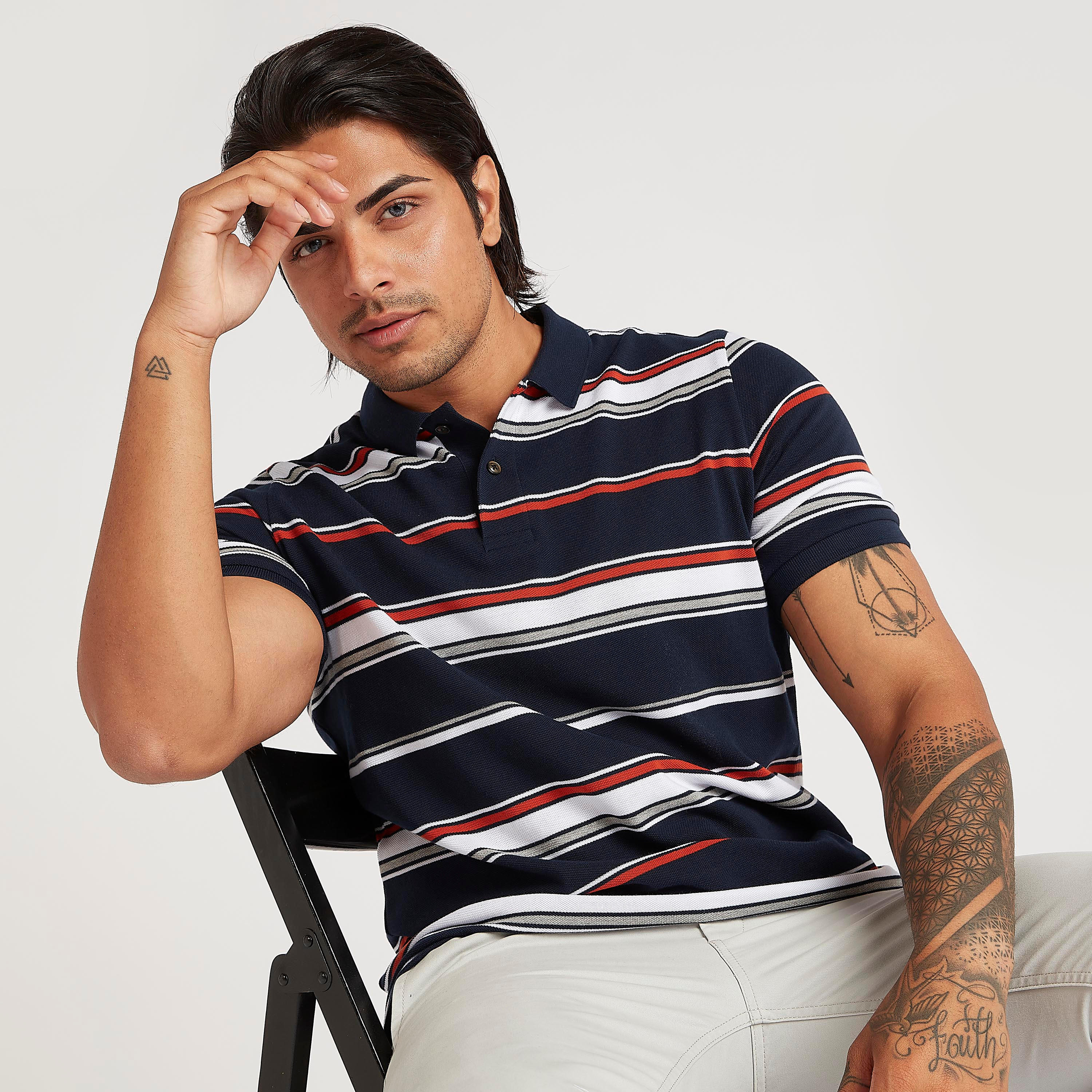 تيشيرت بولو مخطّط بأكمام قصيرة-men-clothing-tshirtsandpolos-polos-image-1