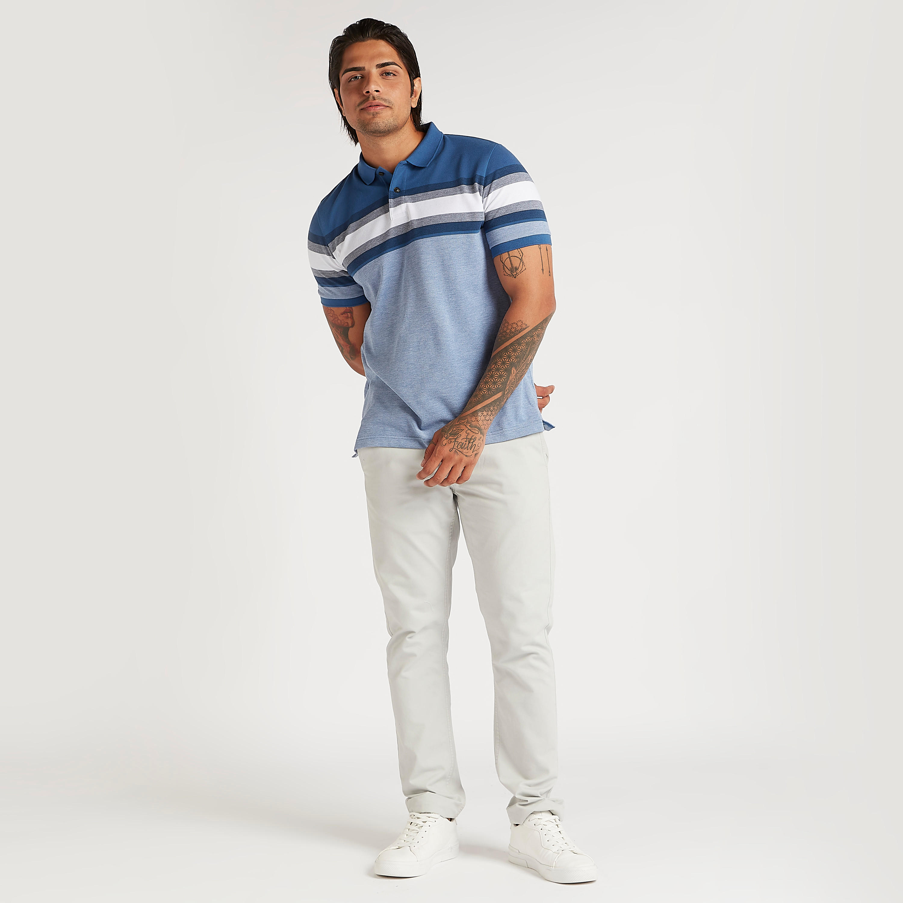 Striped Polo T-shirt with Short Sleeves-men-clothing-tshirtsandpolos-polos-image-2