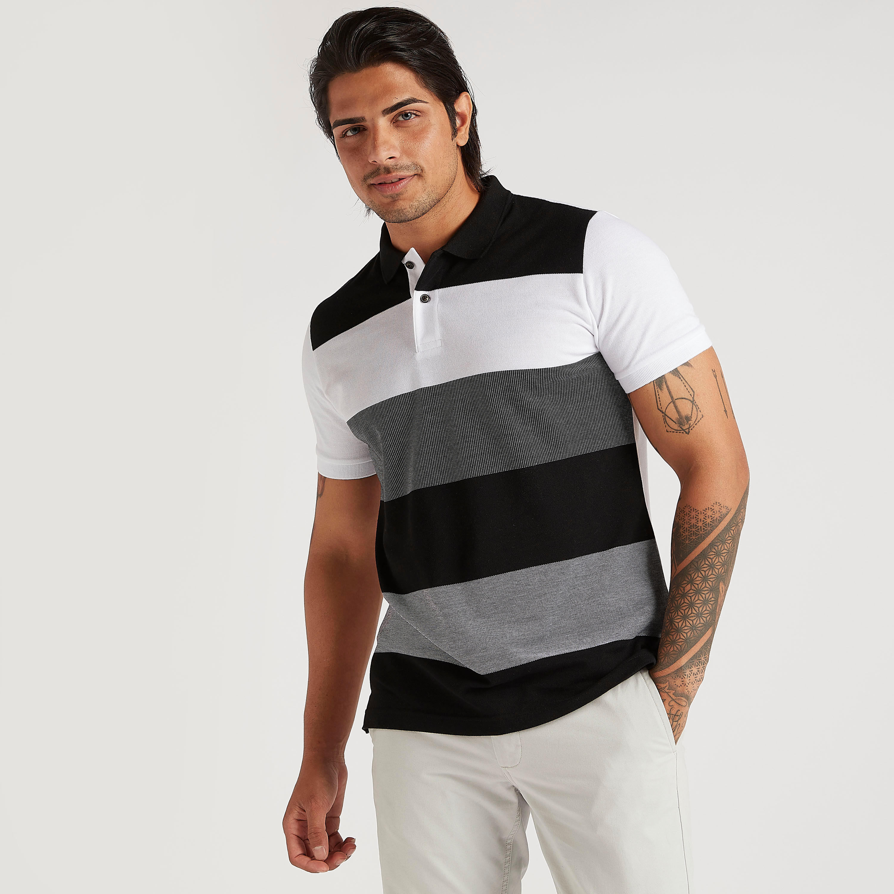 تيشيرت بولو مخطّط بأكمام قصيرة-men-clothing-tshirtsandpolos-polos-image-1