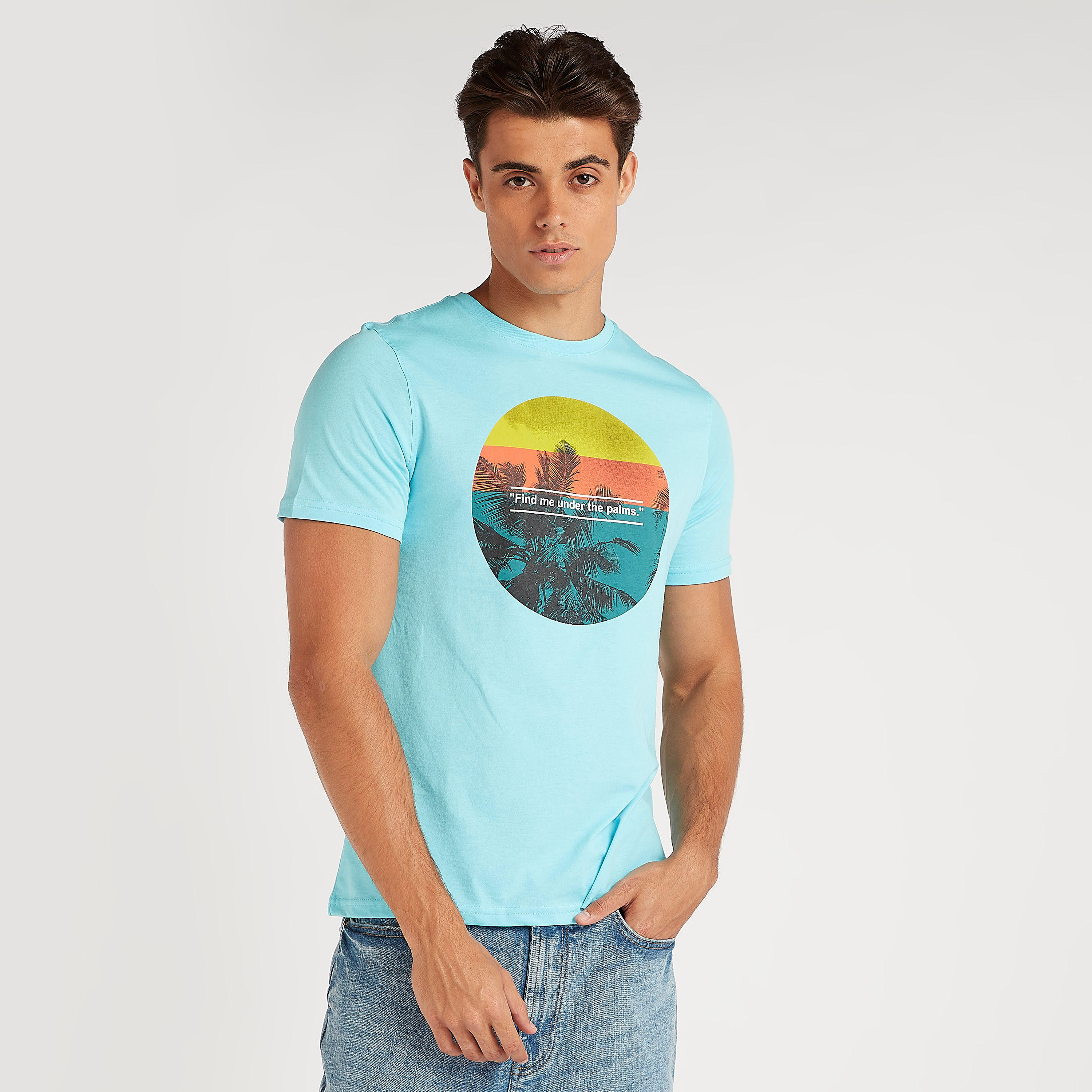 Printed T-shirt with Short Sleeves and Crew Neck-men-clothing-tshirtsandpolos-tshirts-image-1