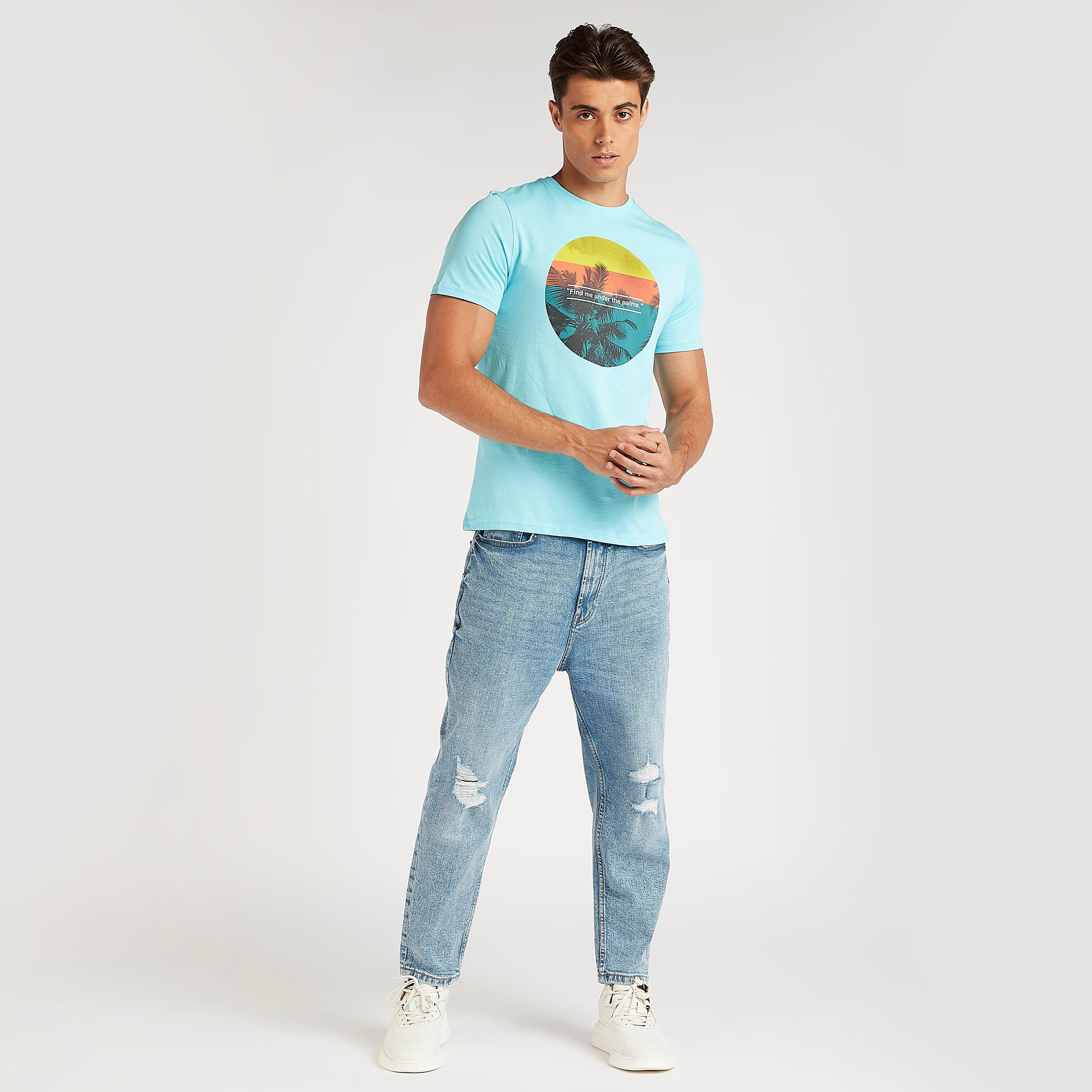 Printed T-shirt with Short Sleeves and Crew Neck-men-clothing-tshirtsandpolos-tshirts-image-2