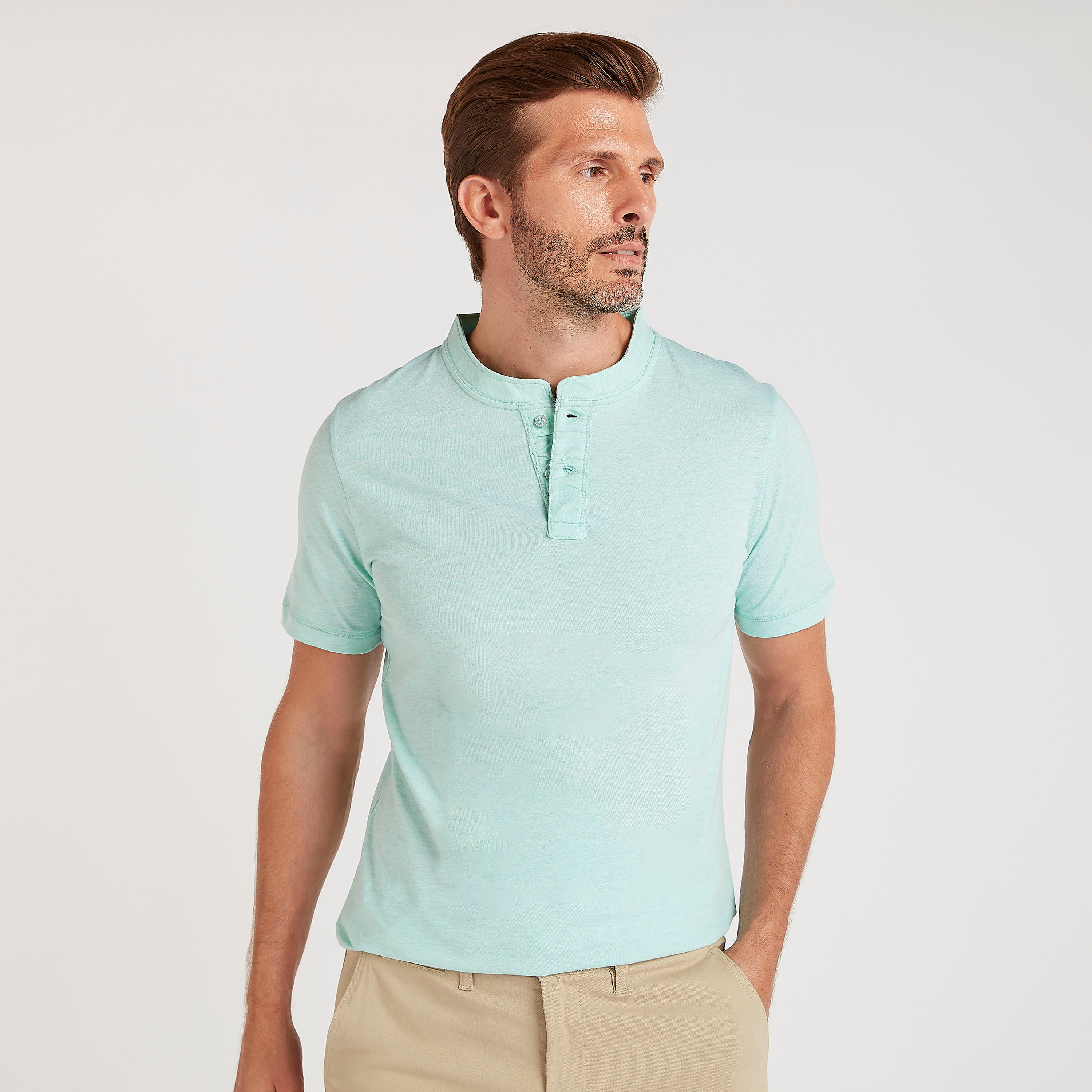 Solid T-shirt with Henley Neck and Short Sleeves-men-clothing-tshirtsandpolos-tshirts-image-1