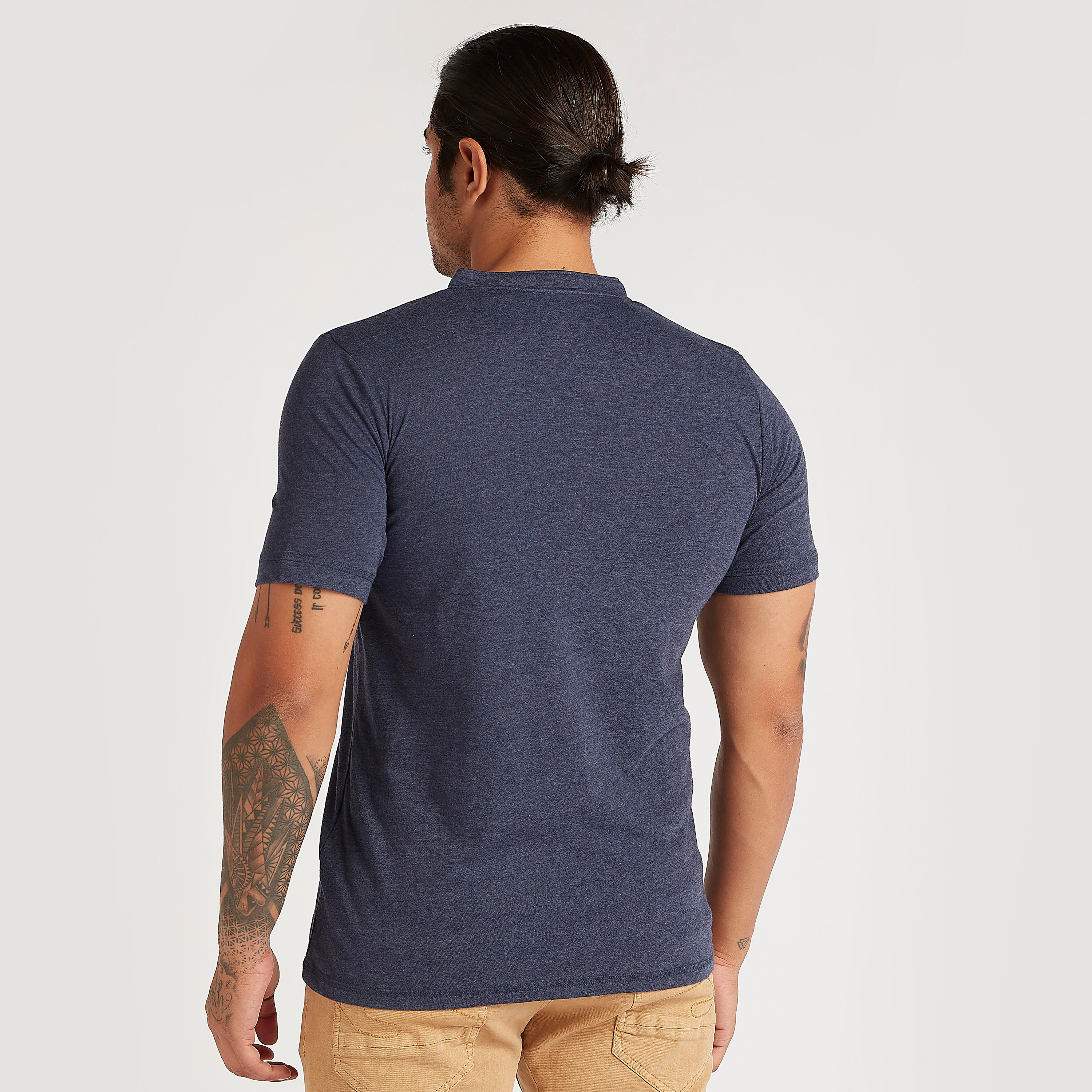 Textured T-shirt with Short Sleeves and Henley Neck-men-clothing-tshirtsandpolos-tshirts-image-4