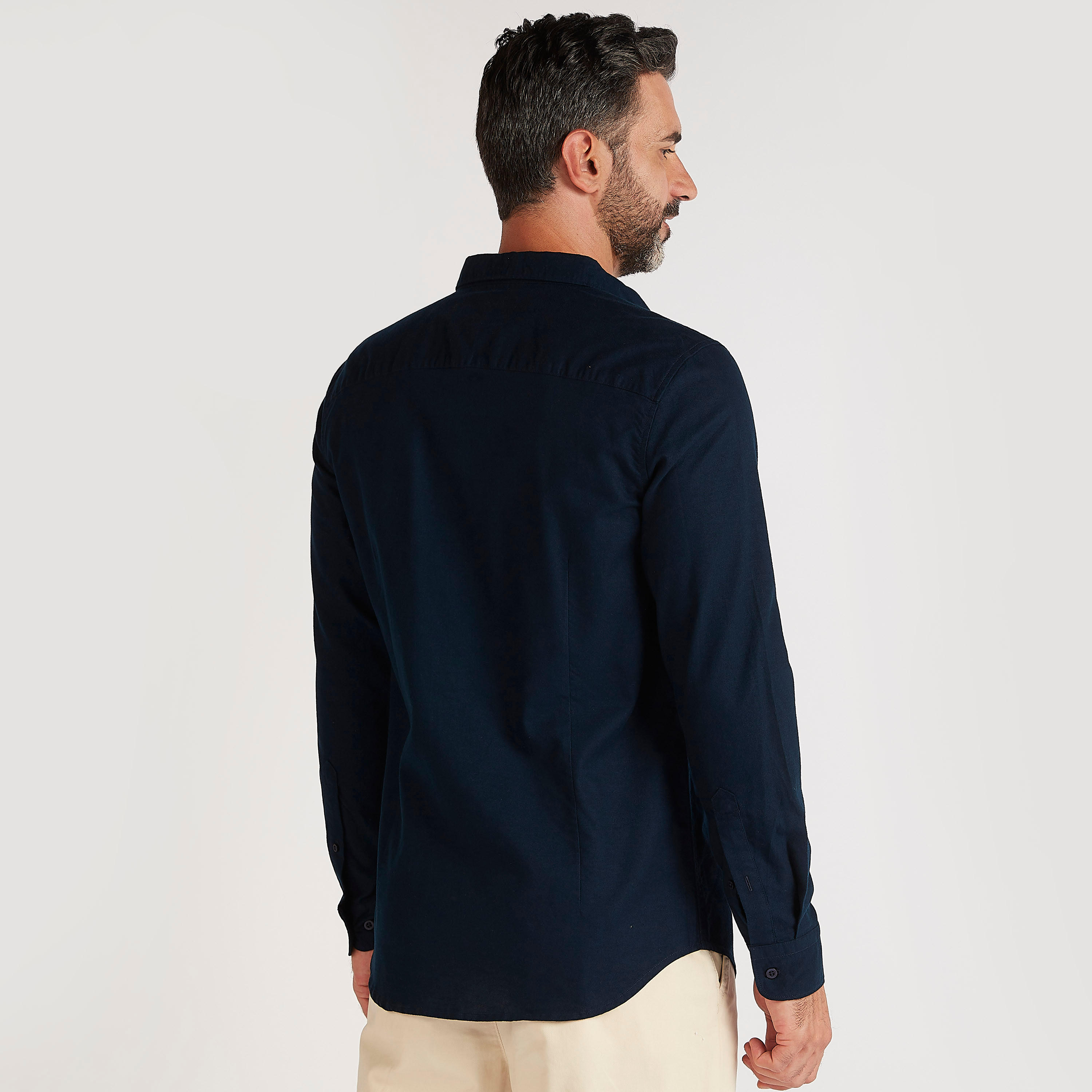 Solid Shirt with Pointed Collar and Long Sleeves-men-clothing-shirts-image-4