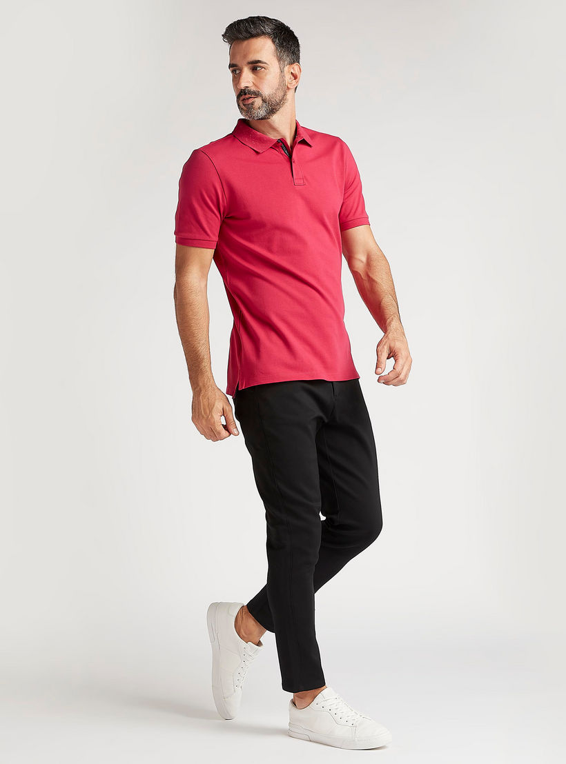 Textured Polo T-shirt with Collar and Short Sleeves-men-clothing-tshirtsandpolos-polos-image-2