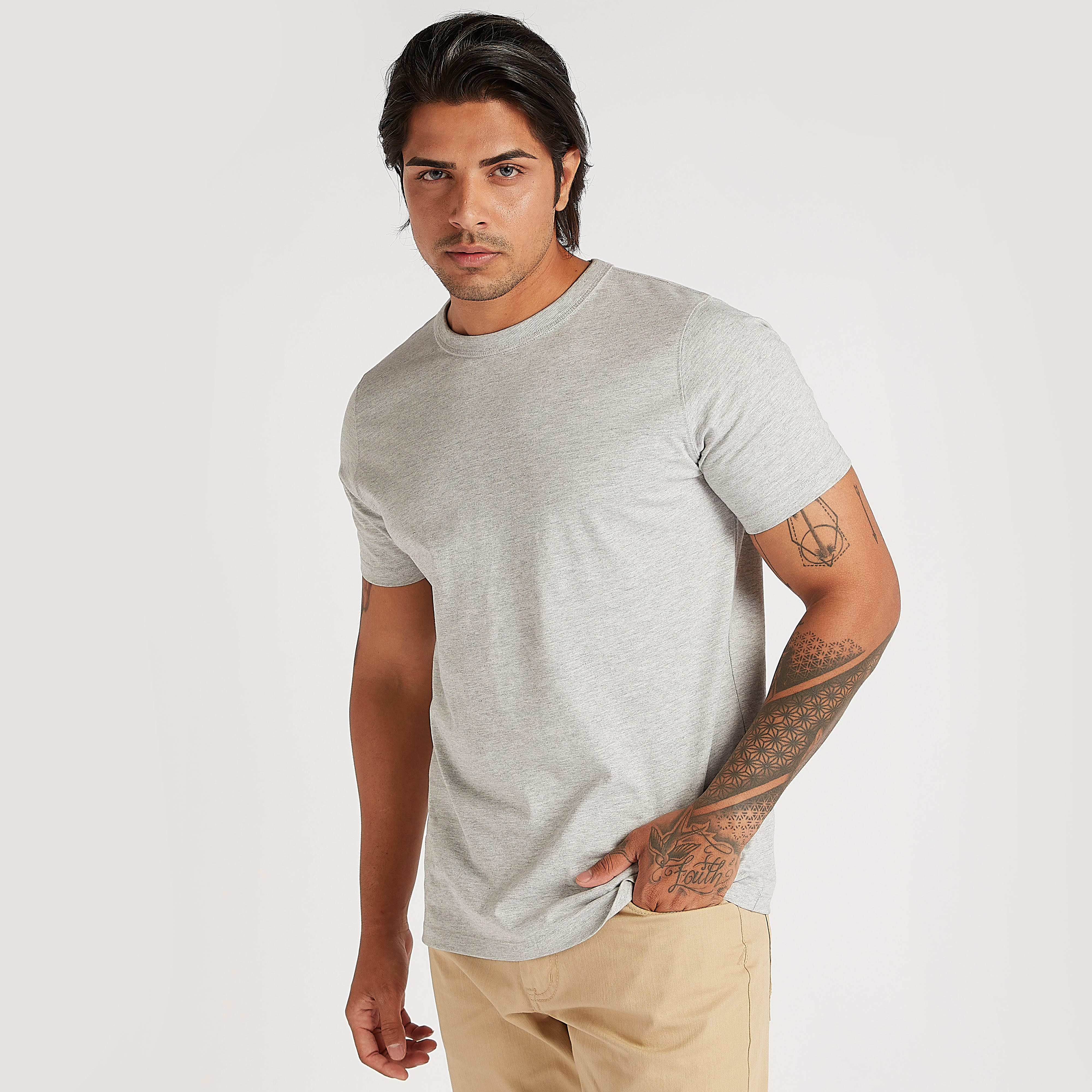 تيشيرت بارز الملمس بياقة ضيّقة وأكمام قصيرة-men-clothing-tshirtsandpolos-tshirts-image-1