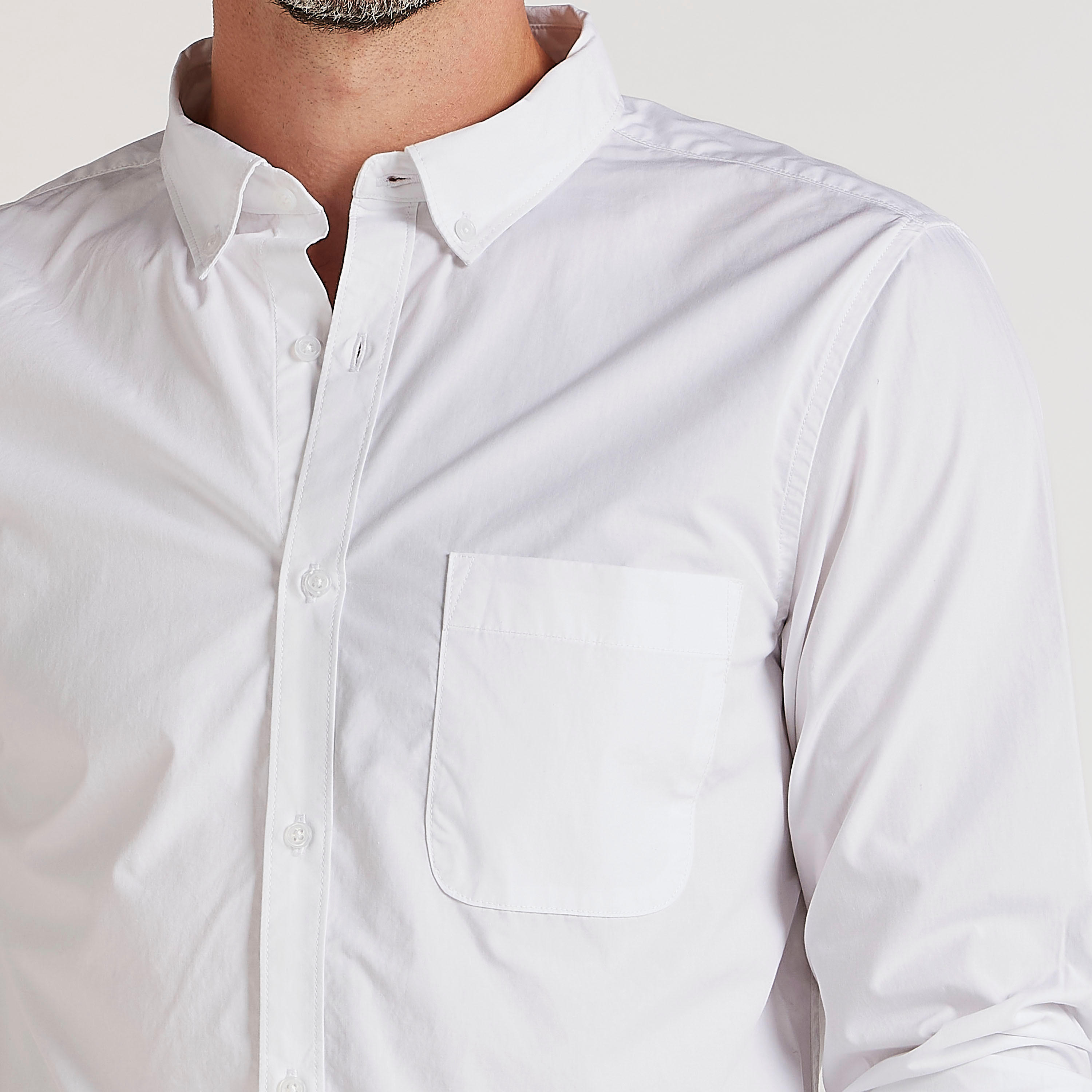 قميص سادة بياقة عادية وأكمام طويلة وجيب خارجي-men-clothing-shirts-image-3
