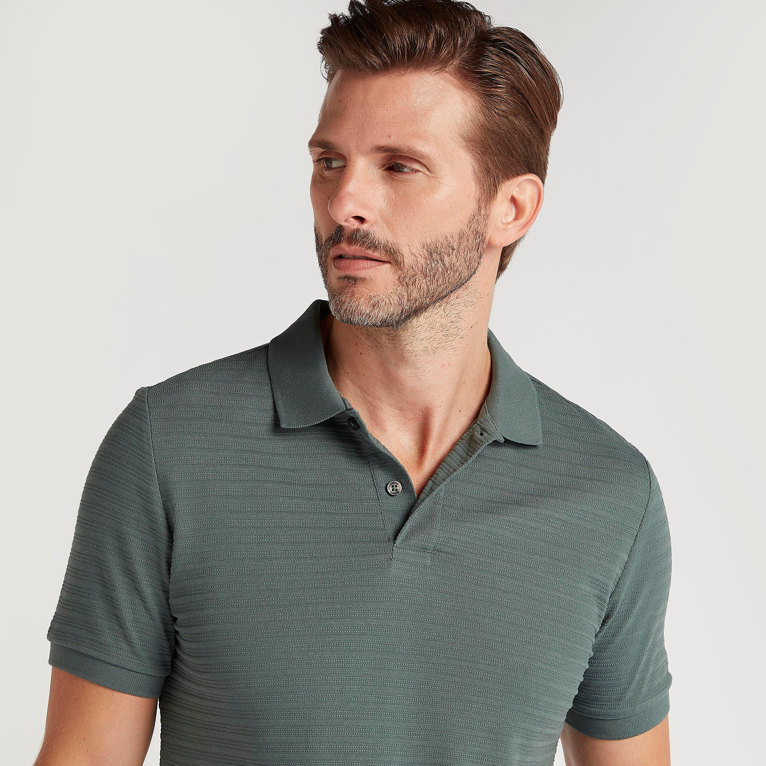 Textured Polo T-shirt with Short Sleeves-men-clothing-tshirtsandpolos-polos-image-3