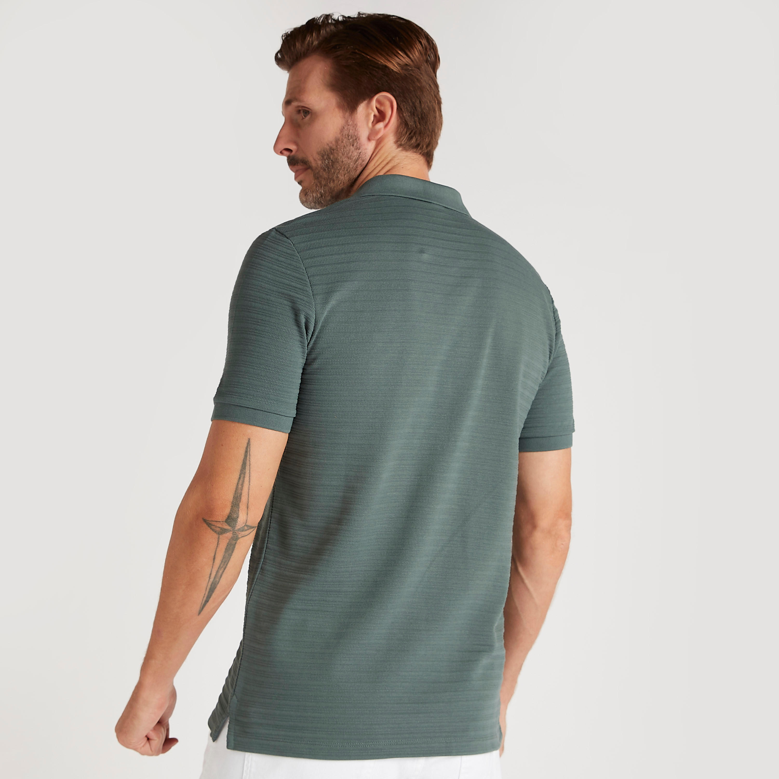 Textured Polo T-shirt with Short Sleeves-men-clothing-tshirtsandpolos-polos-image-4
