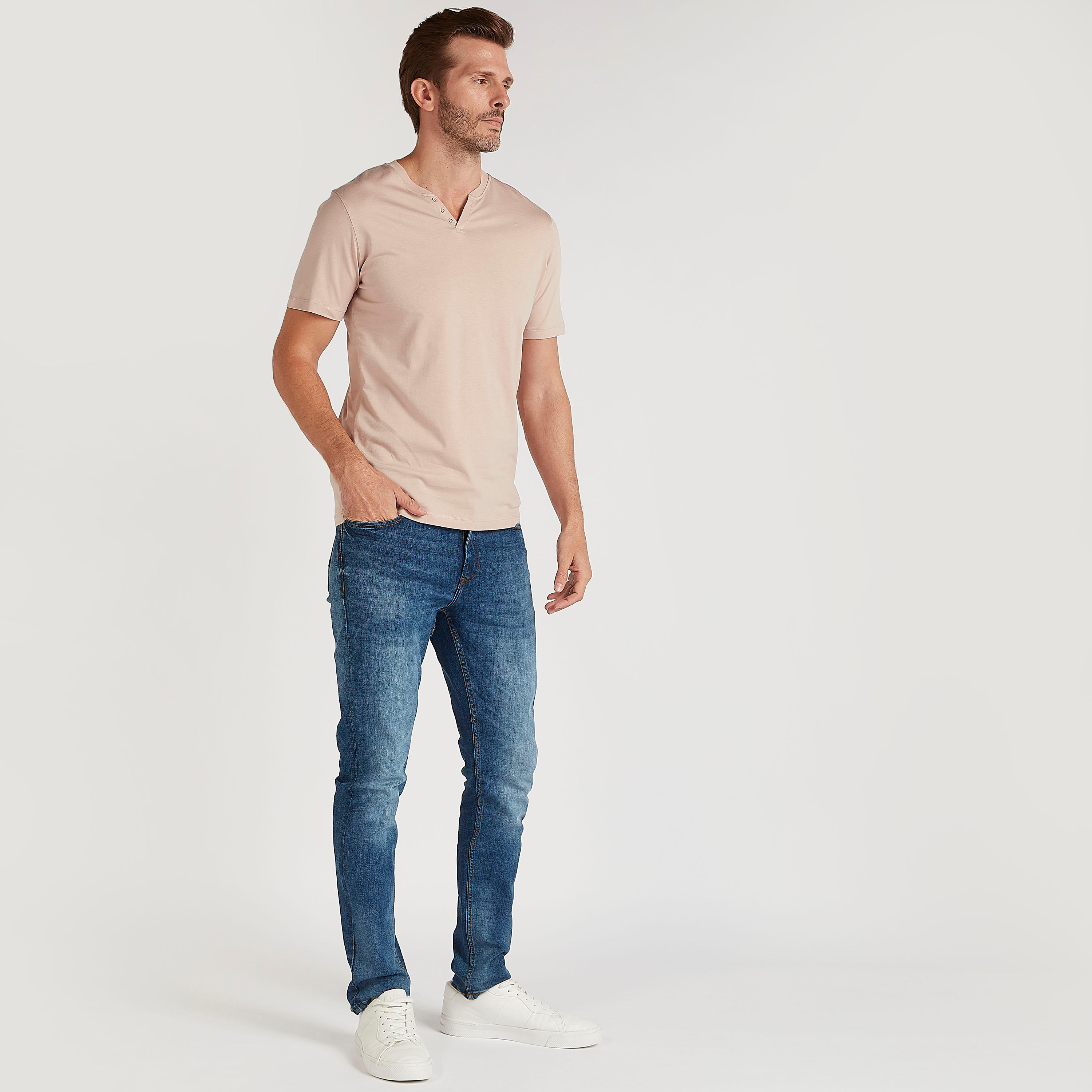 Solid T-shirt with Henley Neck and Short Sleeves-men-clothing-tshirtsandpolos-tshirts-image-2