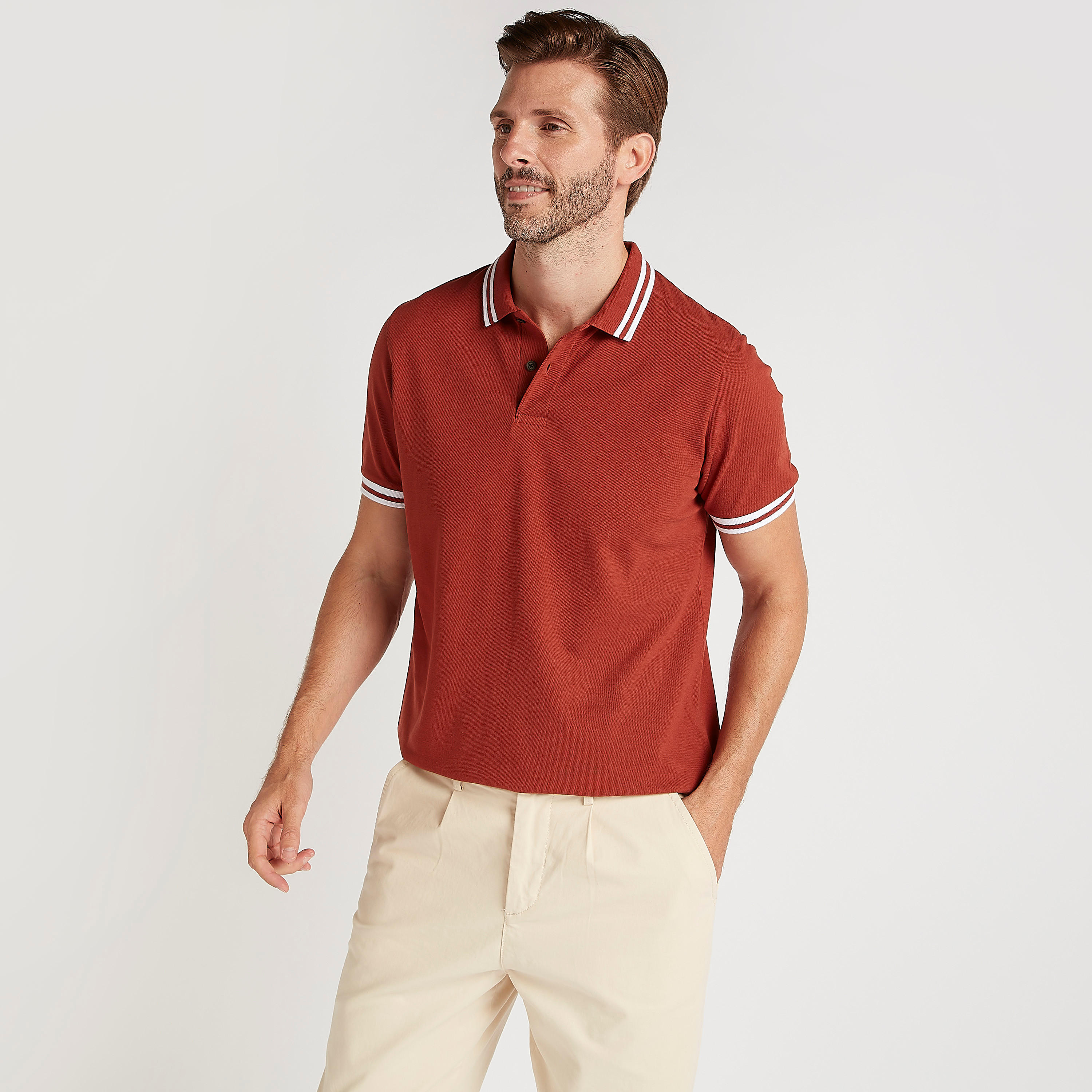 Solid Polo T-shirt with Short Sleeves-men-clothing-tshirtsandpolos-polos-image-1