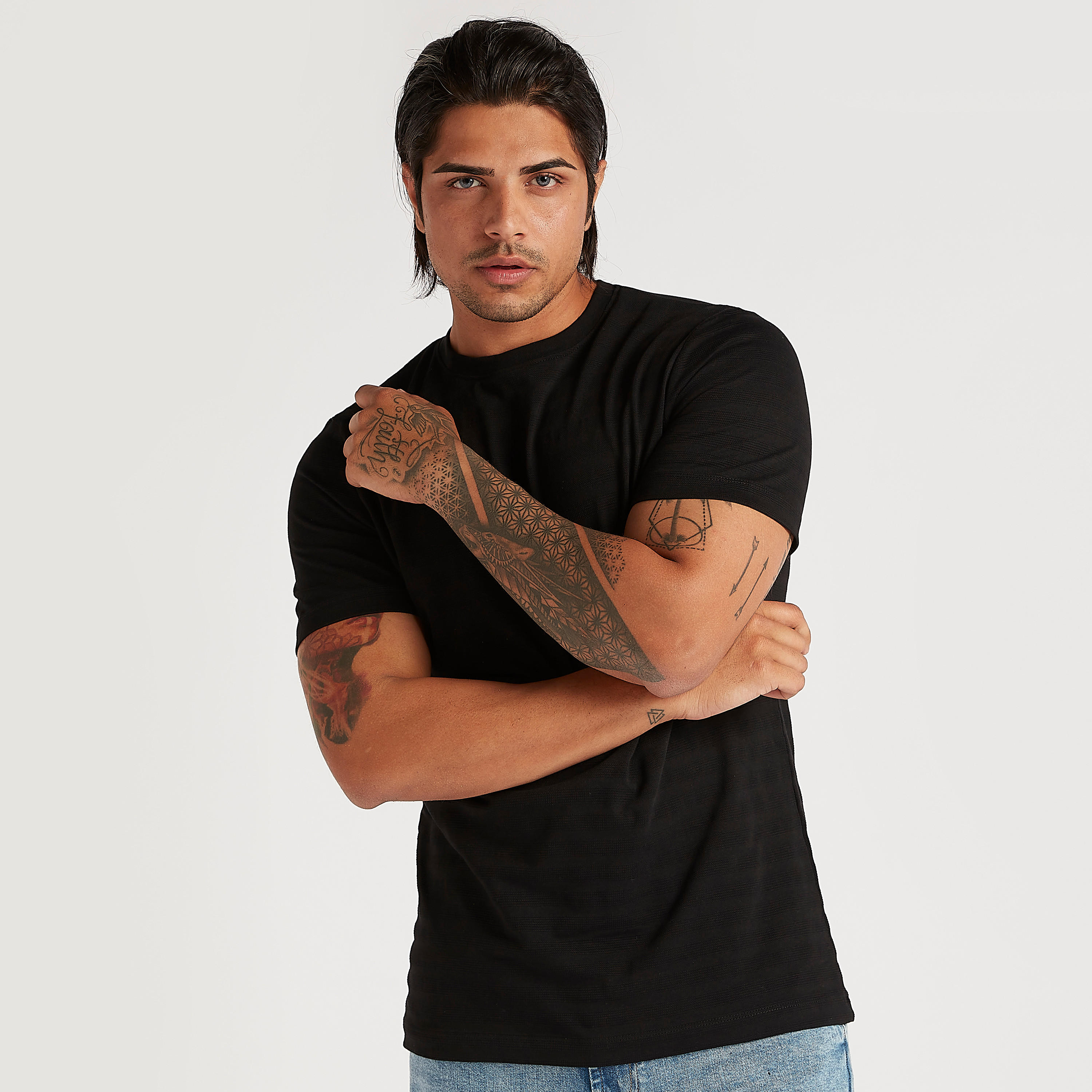 Textured T-shirt with Short Sleeves and Crew Neck-men-clothing-tshirtsandpolos-tshirts-image-1