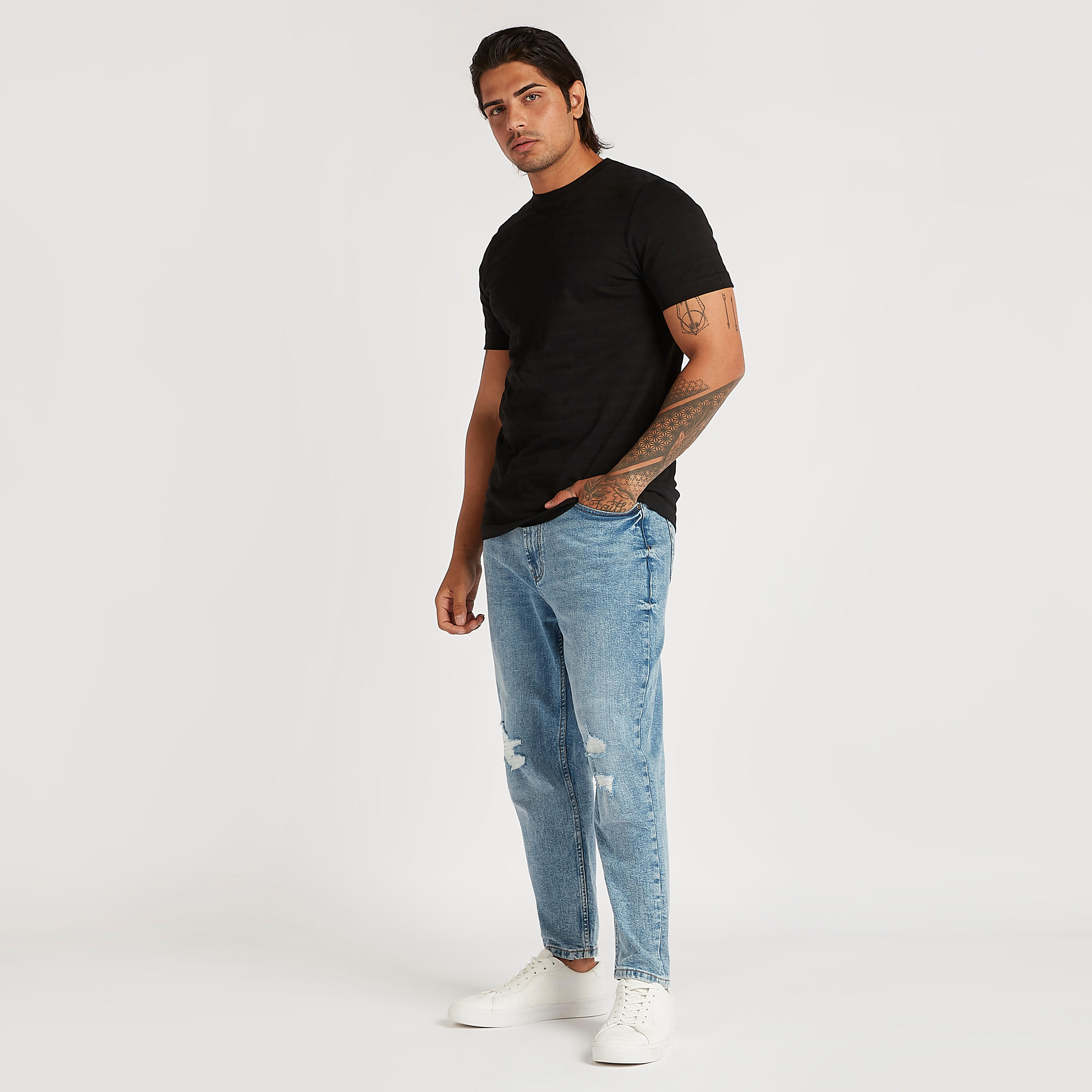 Textured T-shirt with Short Sleeves and Crew Neck-men-clothing-tshirtsandpolos-tshirts-image-2