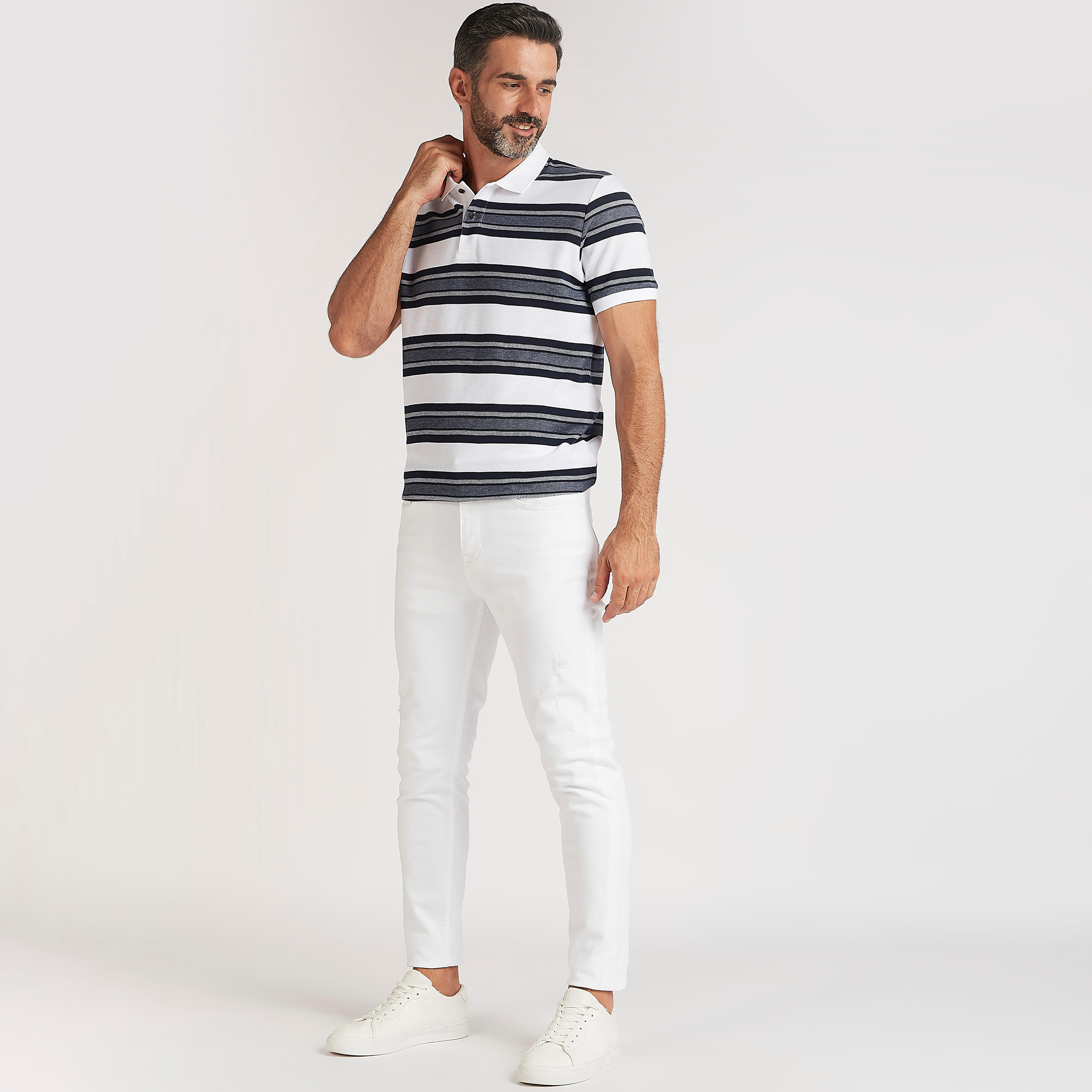 Striped Polo T-shirt with Short Sleeves-men-clothing-tshirtsandpolos-polos-image-2