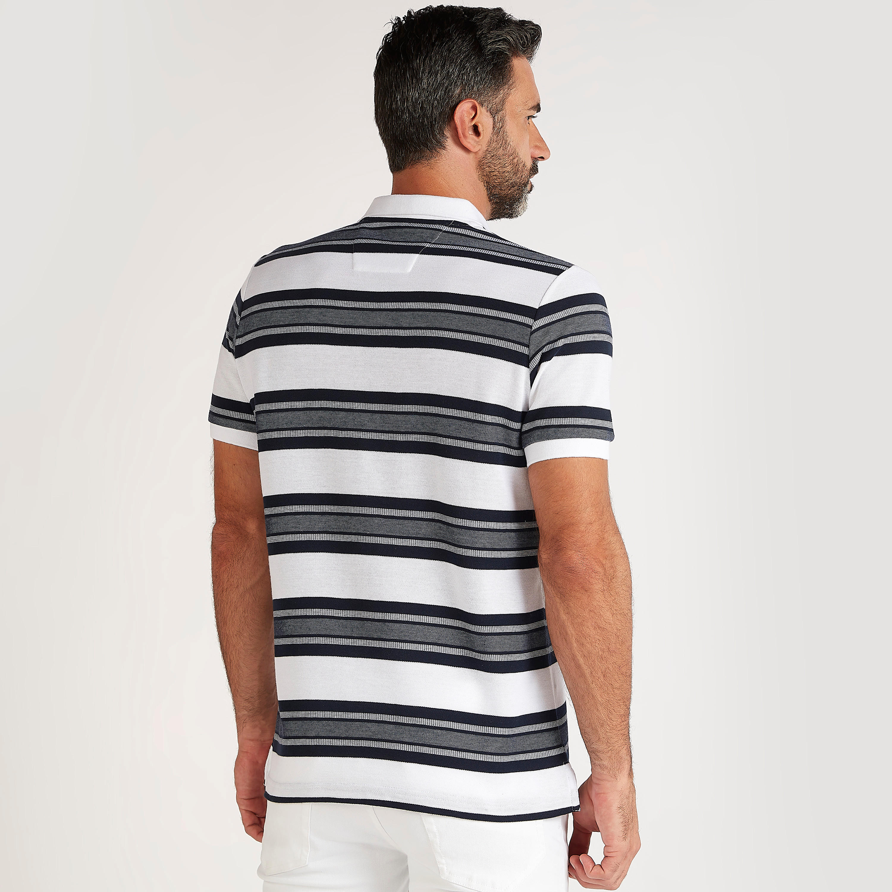Striped Polo T-shirt with Short Sleeves-men-clothing-tshirtsandpolos-polos-image-4
