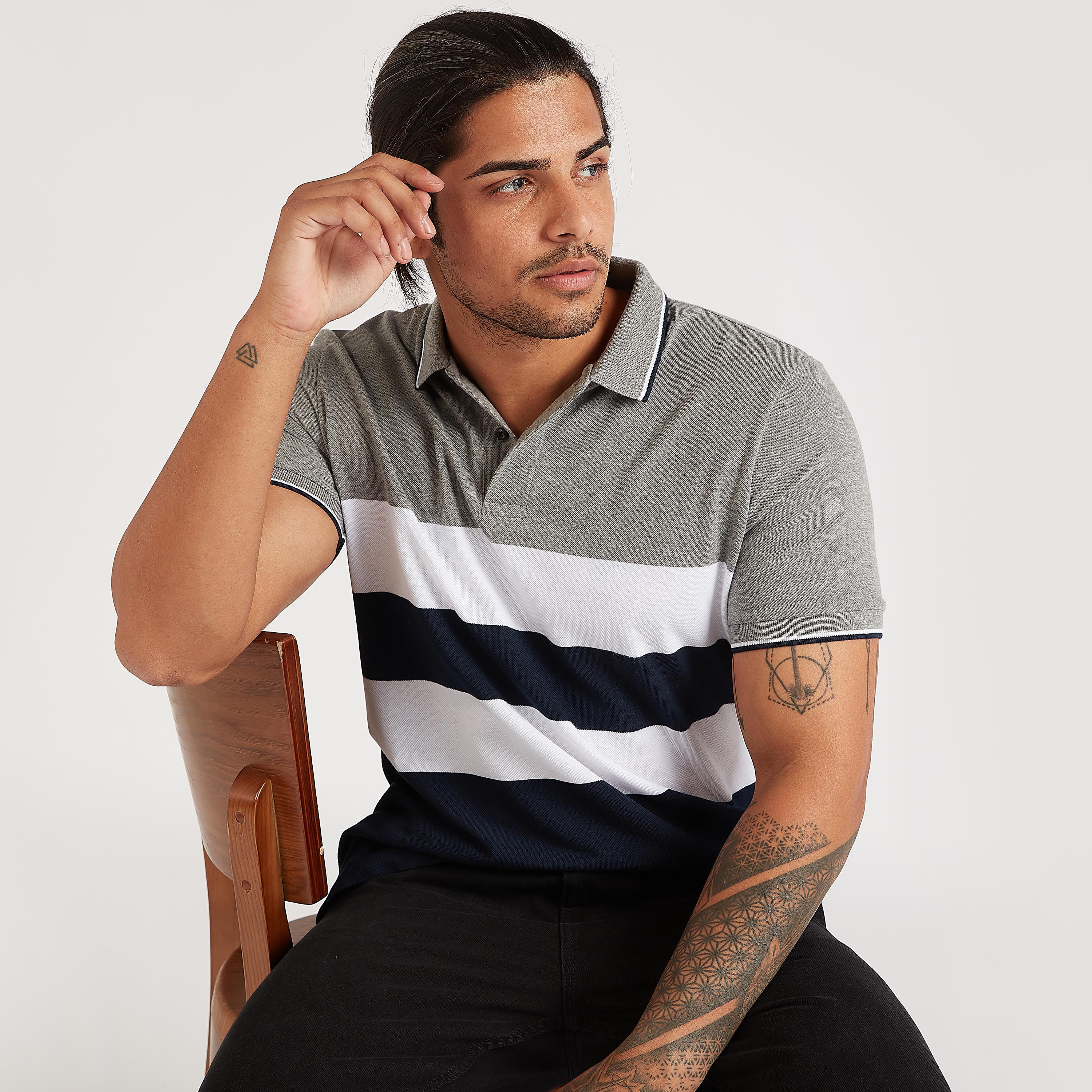تيشيرت بولو مخطّط بأكمام قصيرة-men-clothing-tshirtsandpolos-polos-image-1