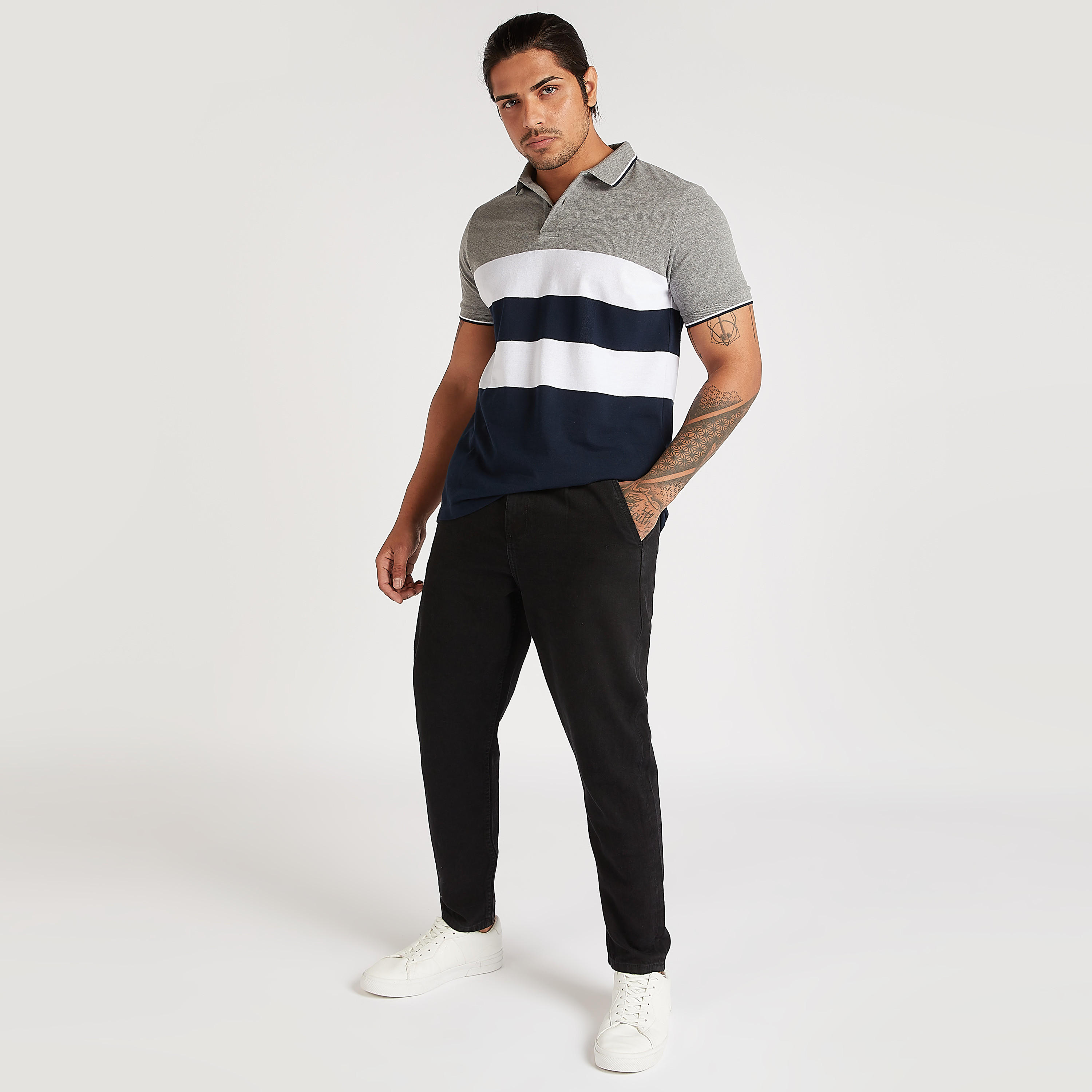 تيشيرت بولو مخطّط بأكمام قصيرة-men-clothing-tshirtsandpolos-polos-image-2