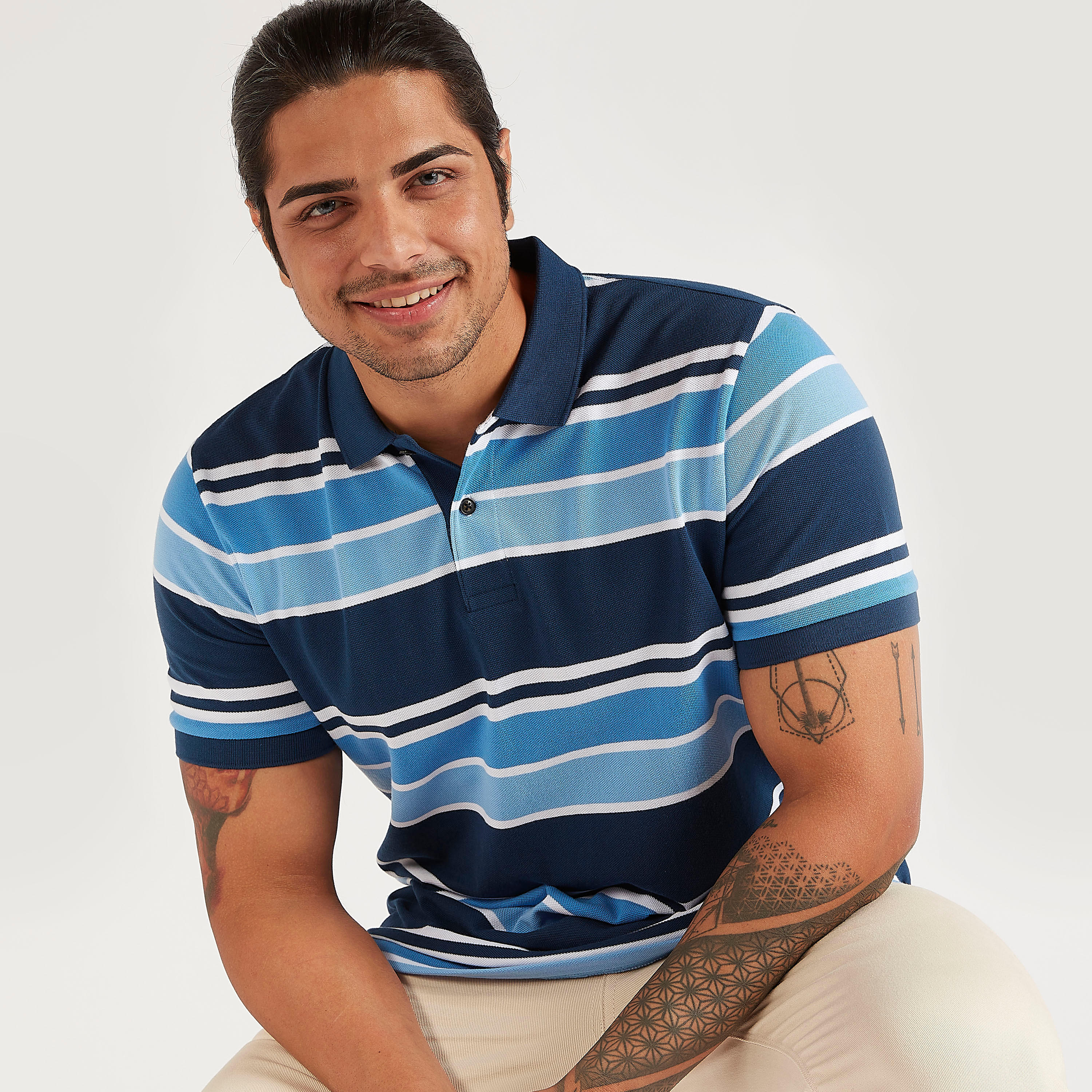 تيشيرت بولو مخطّط بأكمام قصيرة-men-clothing-tshirtsandpolos-polos-image-1