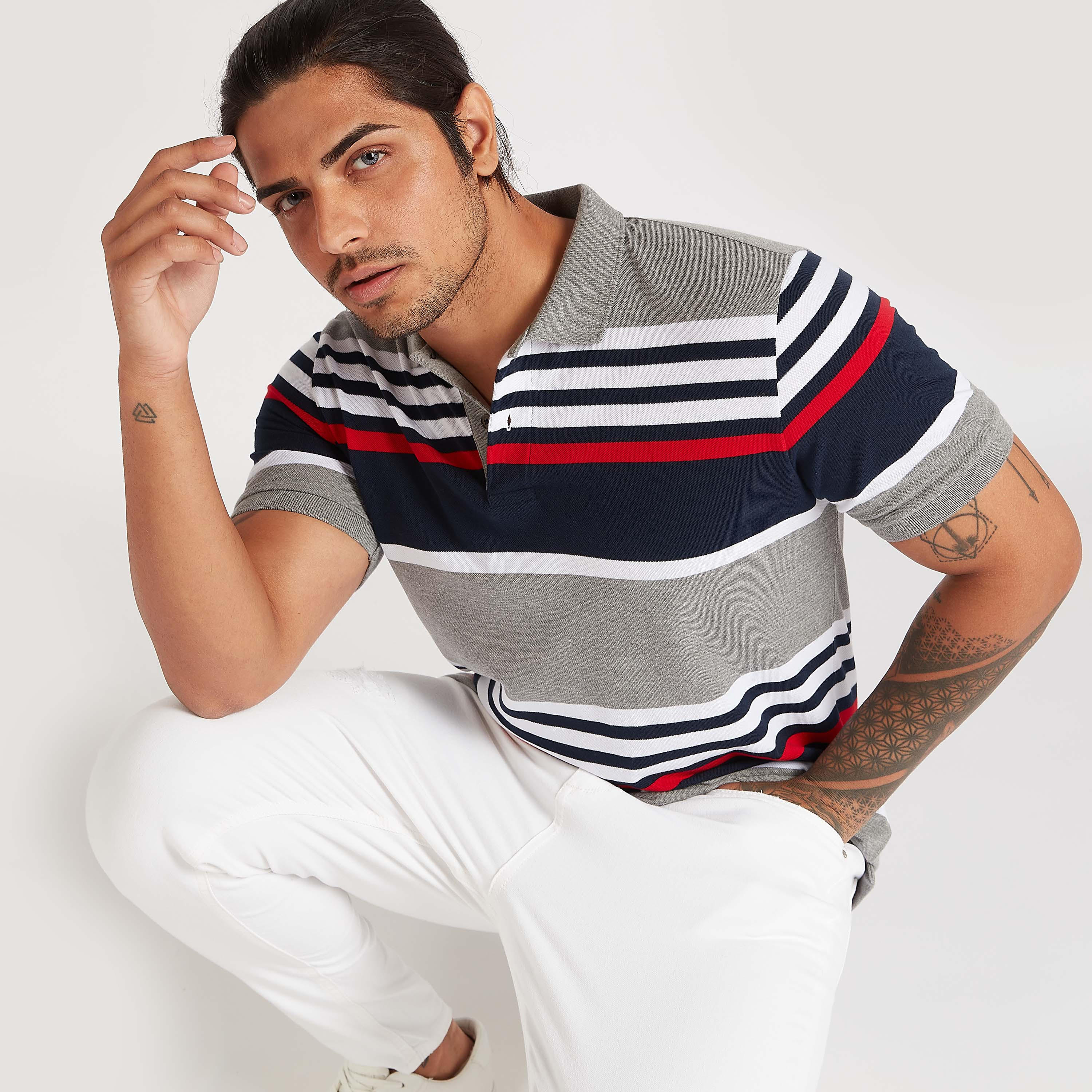 تيشيرت بولو مخطّط بأكمام قصيرة-men-clothing-tshirtsandpolos-polos-image-1