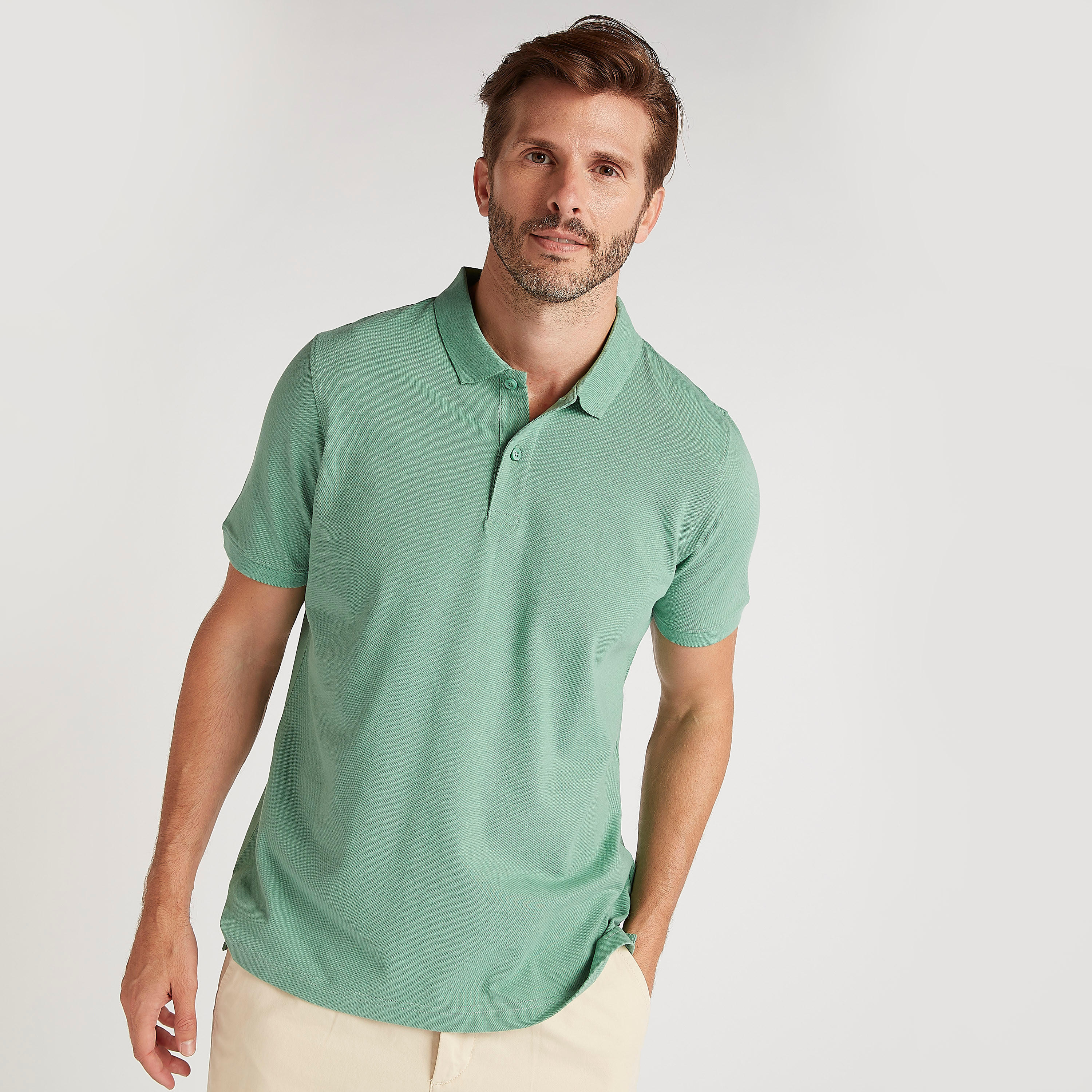 Solid Polo T-shirt with Short Sleeves-men-clothing-tshirtsandpolos-polos-image-2