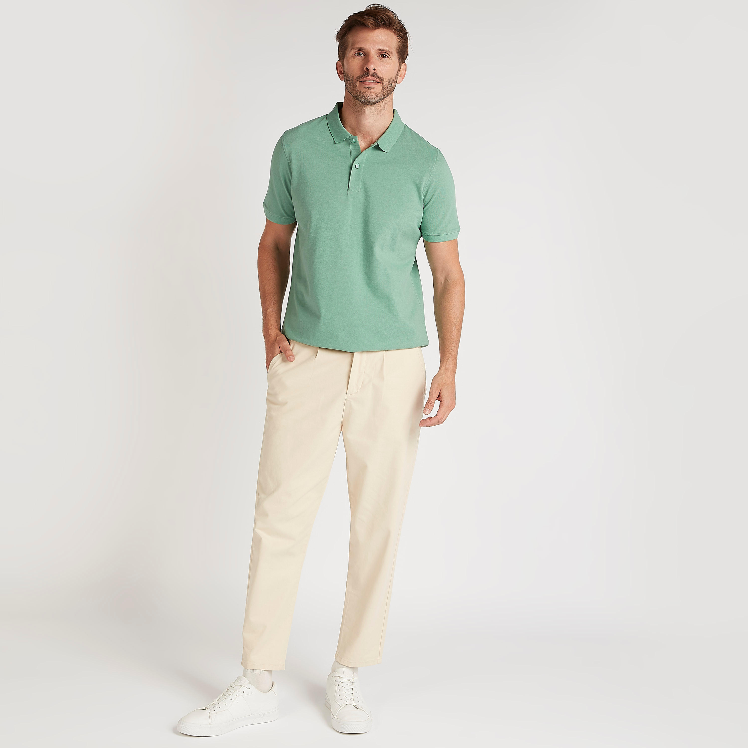 Solid Polo T-shirt with Short Sleeves-men-clothing-tshirtsandpolos-polos-image-3
