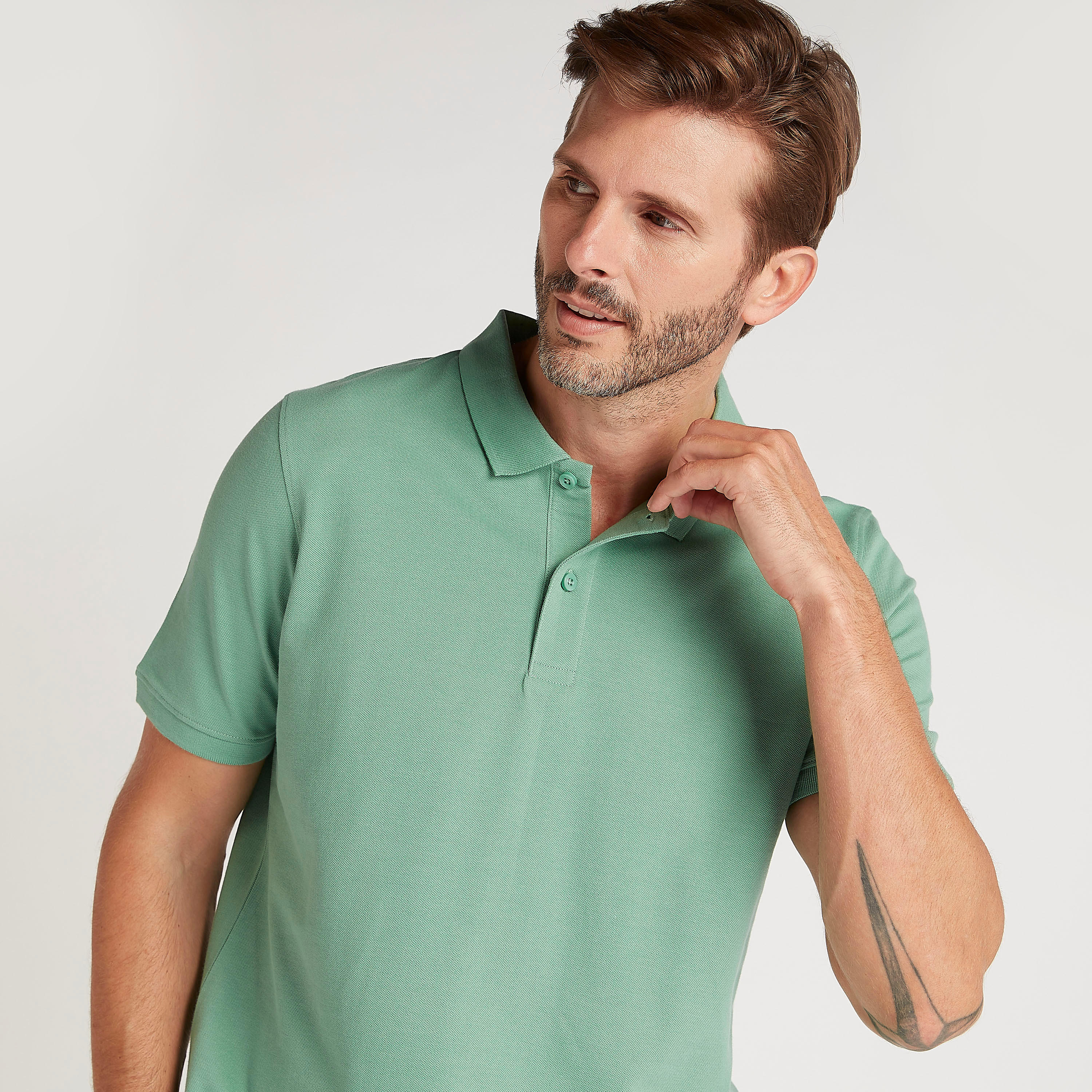 Solid Polo T-shirt with Short Sleeves-men-clothing-tshirtsandpolos-polos-image-4