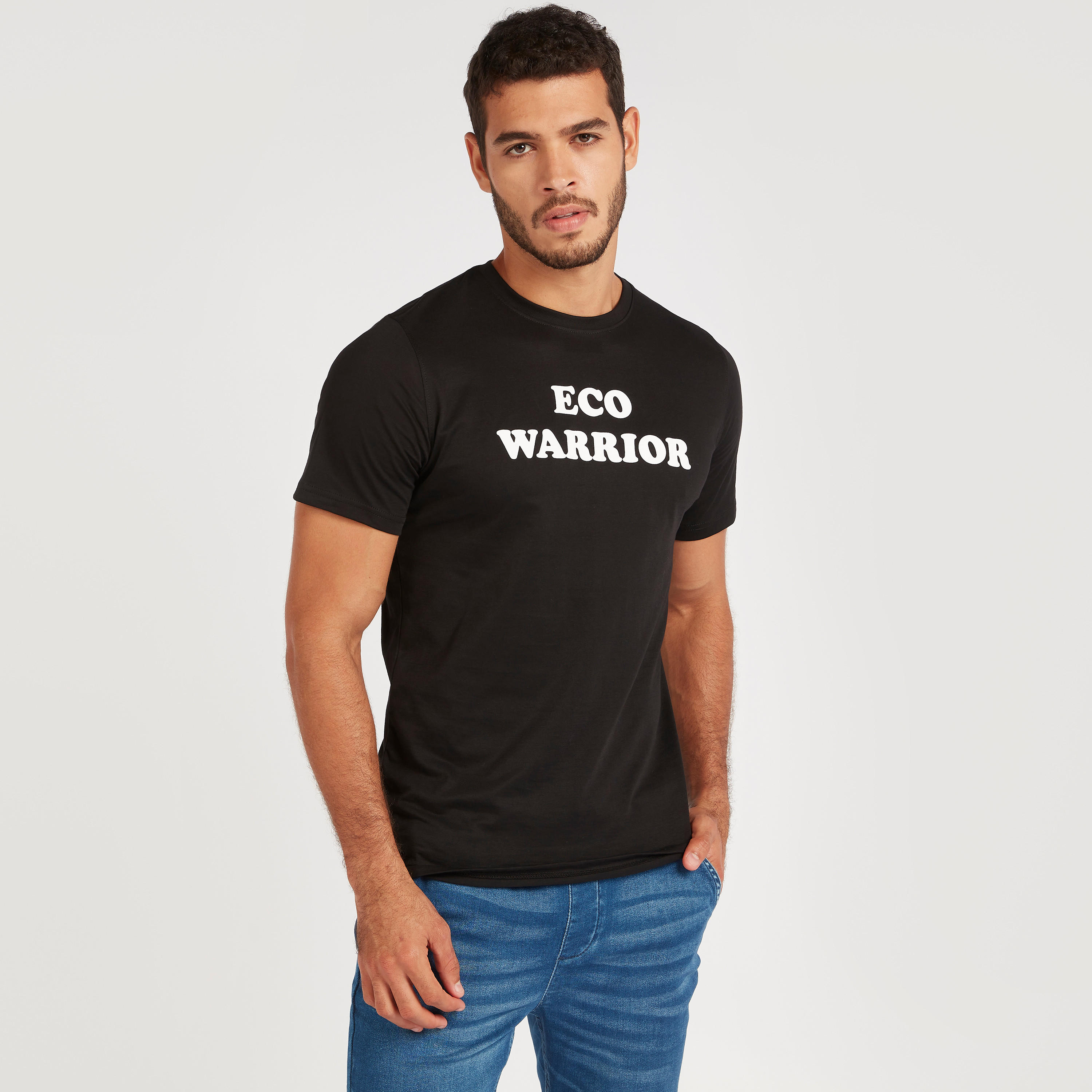Printed T-shirt with Crew Neck and Short Sleeves-men-clothing-tshirtsandpolos-tshirts-image-1