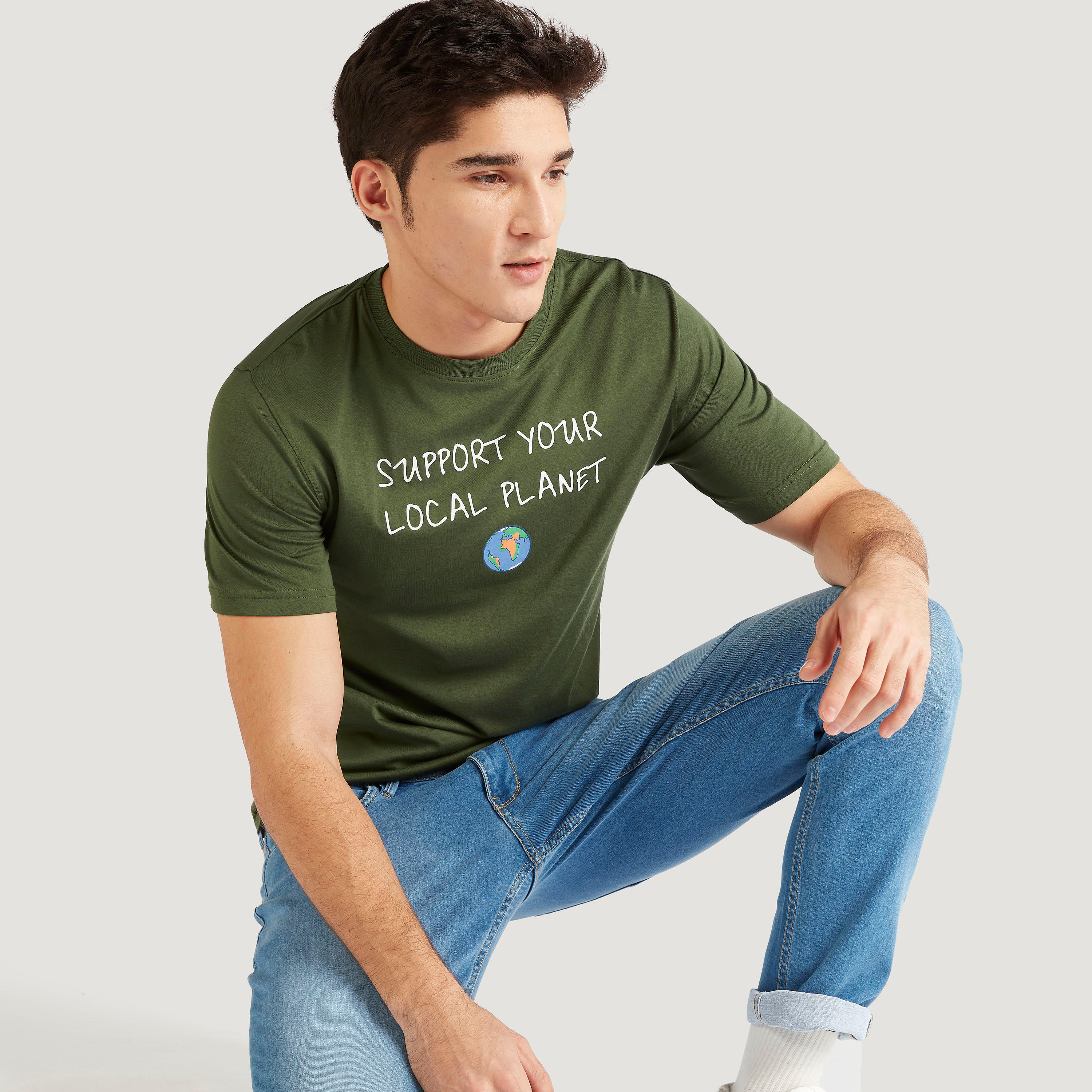Printed Crew Neck T-shirt with Short Sleeves-men-clothing-tshirtsandpolos-tshirts-image-1
