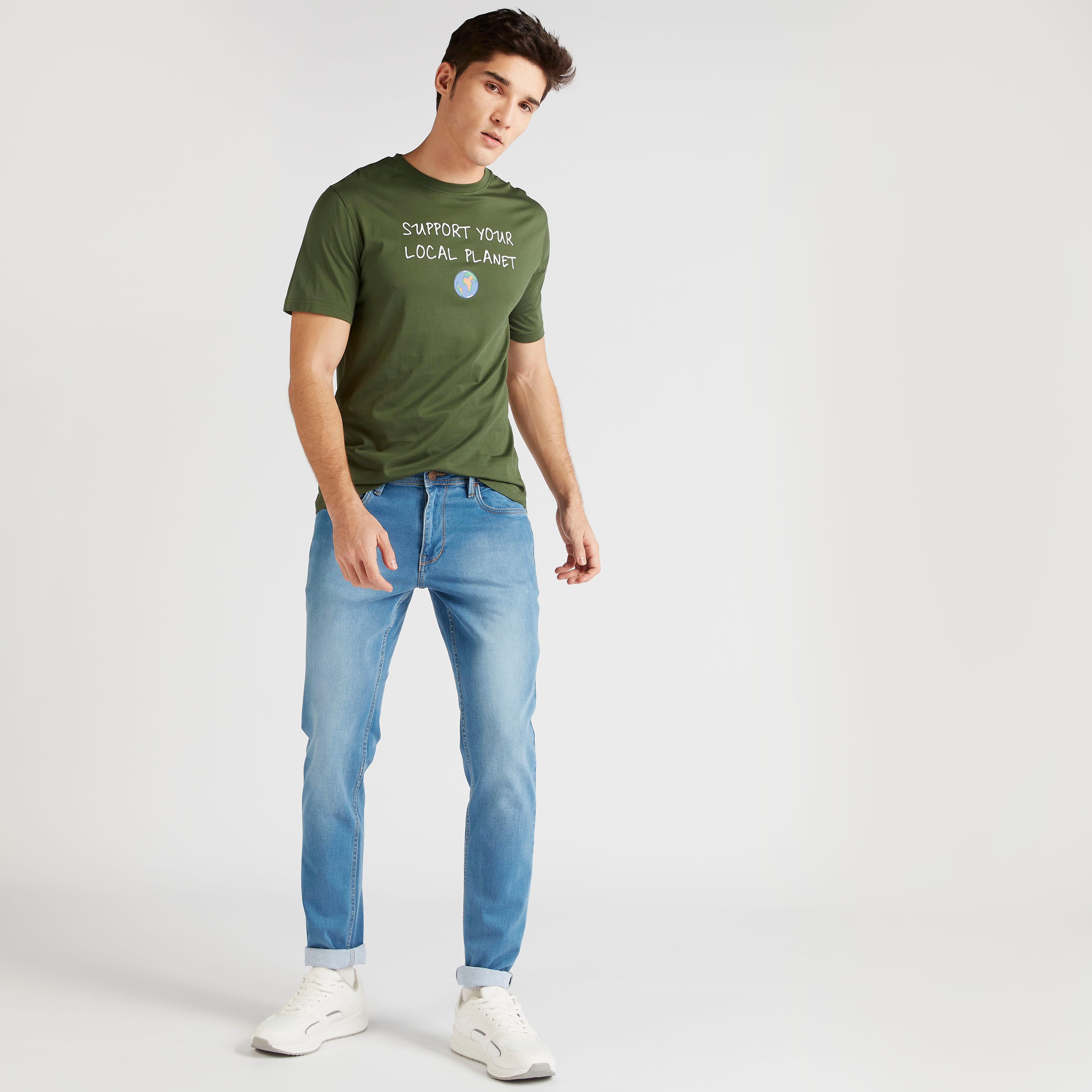 Printed Crew Neck T-shirt with Short Sleeves-men-clothing-tshirtsandpolos-tshirts-image-2