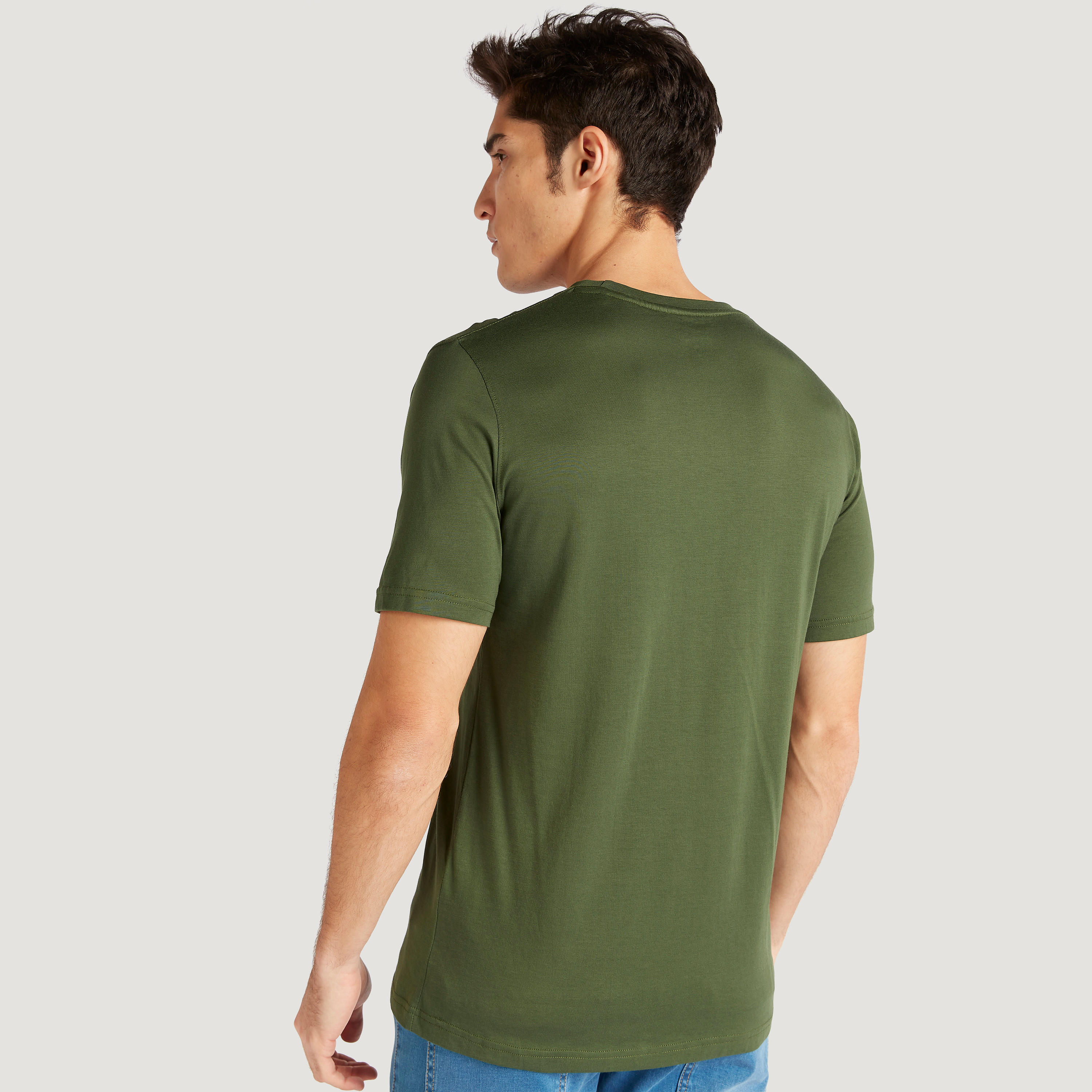Printed Crew Neck T-shirt with Short Sleeves-men-clothing-tshirtsandpolos-tshirts-image-4