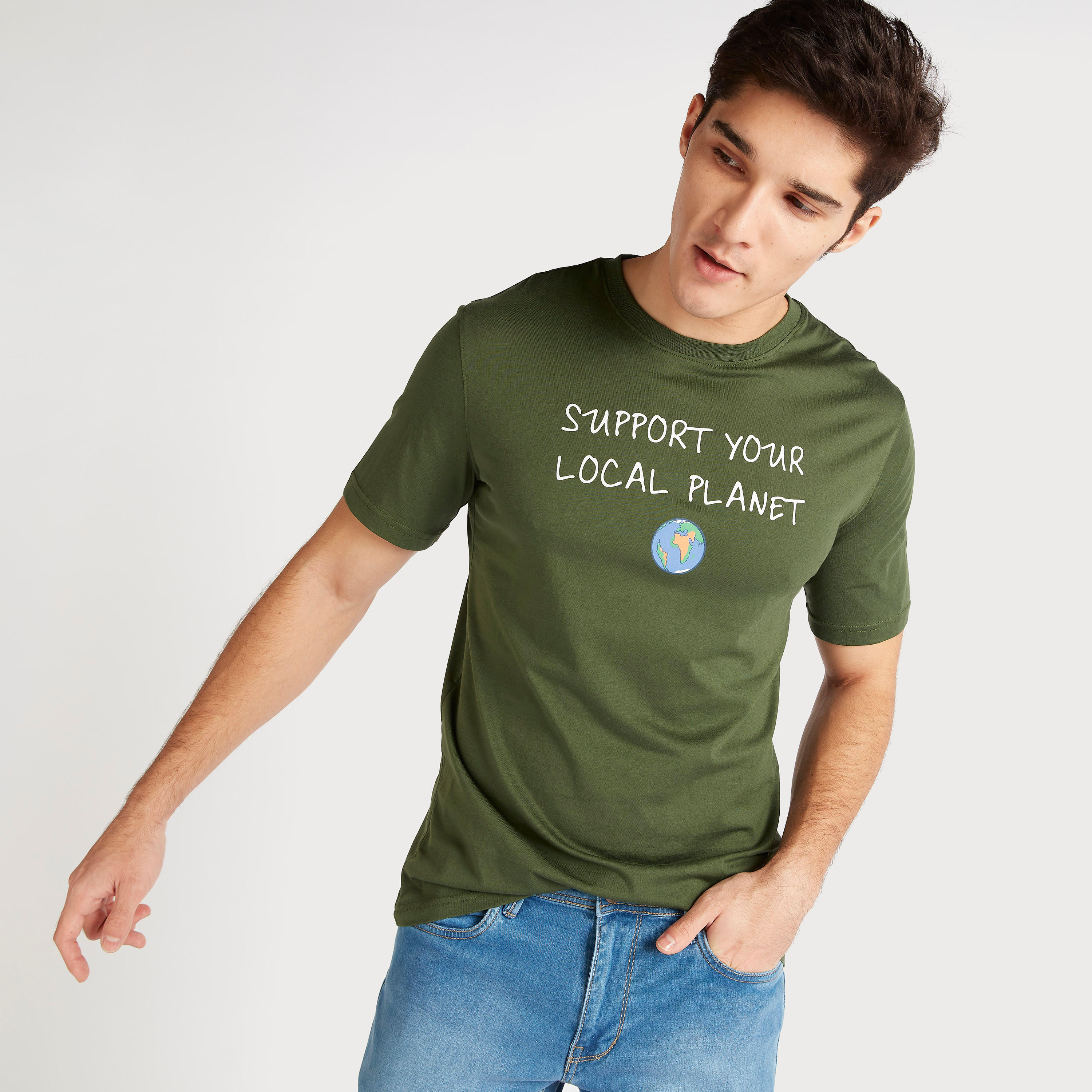 Printed Crew Neck T-shirt with Short Sleeves-men-clothing-tshirtsandpolos-tshirts-image-5