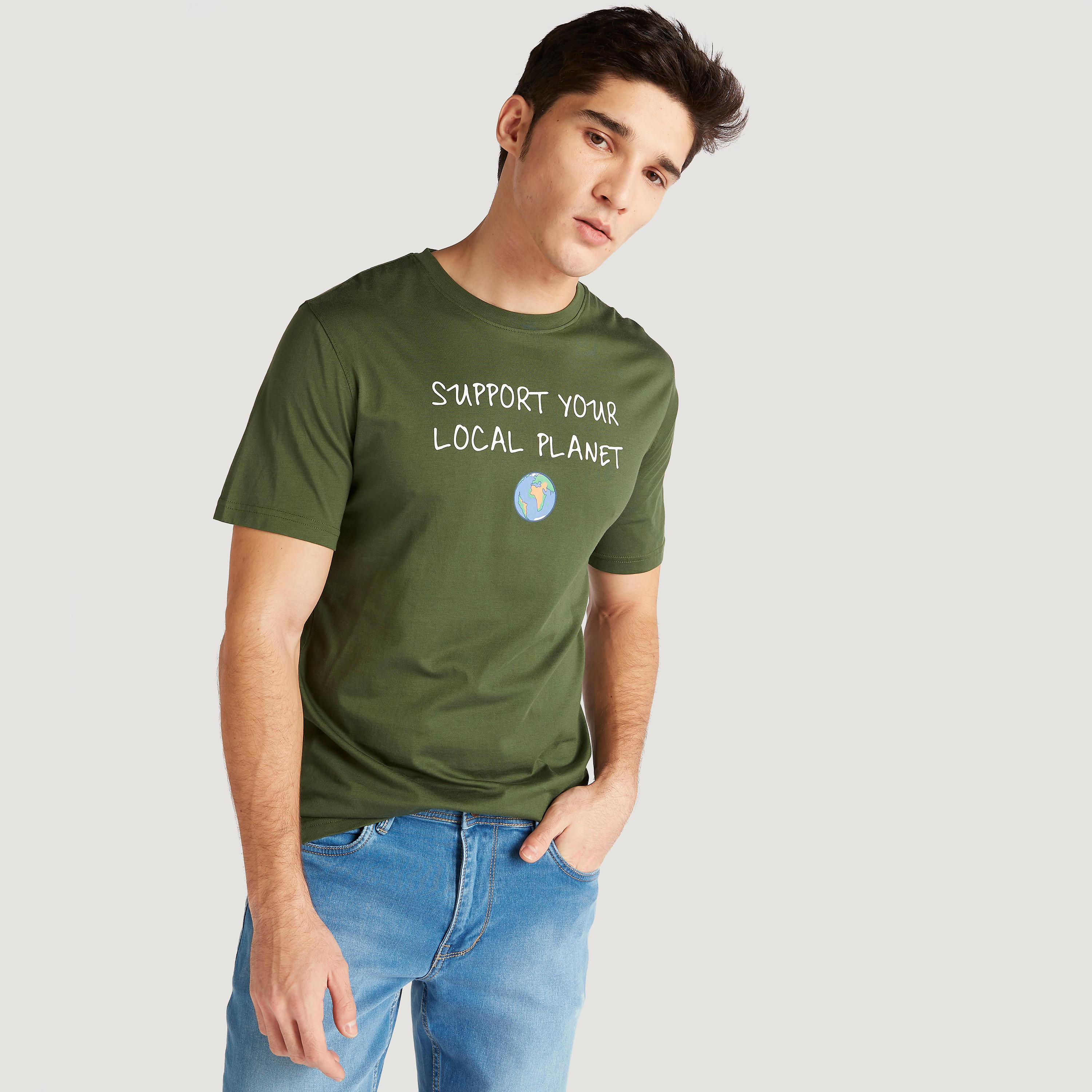 Printed Crew Neck T-shirt with Short Sleeves-men-clothing-tshirtsandpolos-tshirts-image-6