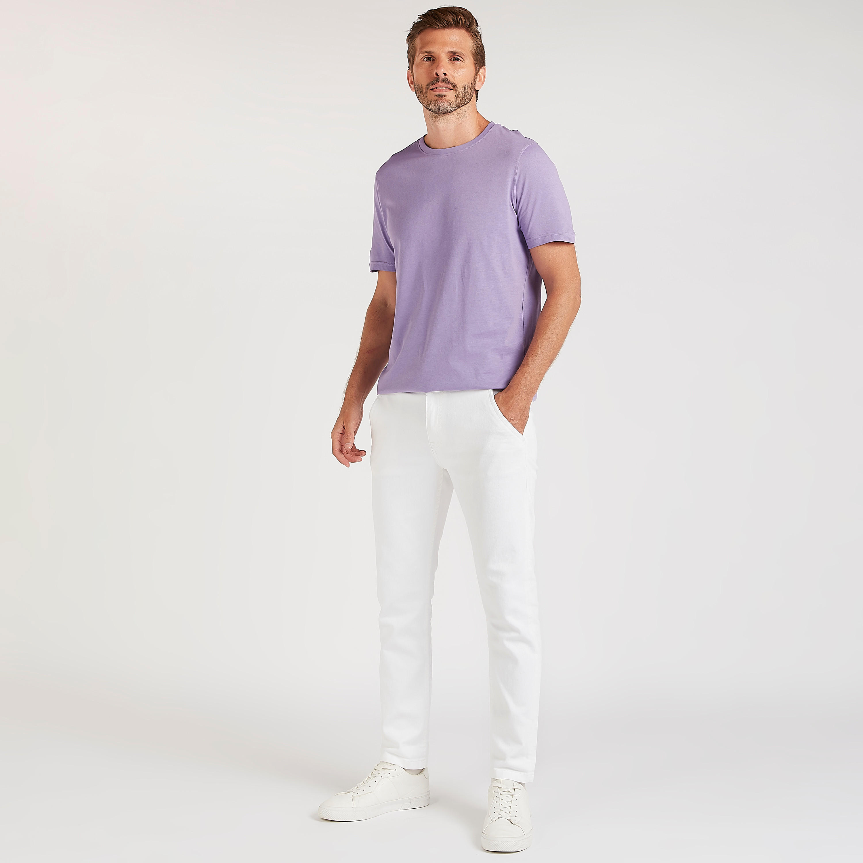 تيشيرت سادة بياقة ضيّقة وأكمام قصيرة-men-clothing-tshirtsandpolos-tshirts-image-3