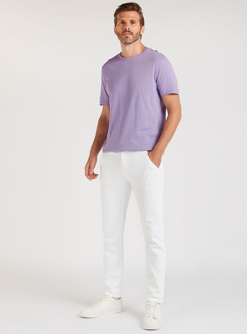 تيشيرت سادة بياقة ضيّقة وأكمام قصيرة-men-clothing-tshirtsandpolos-tshirts-image-3