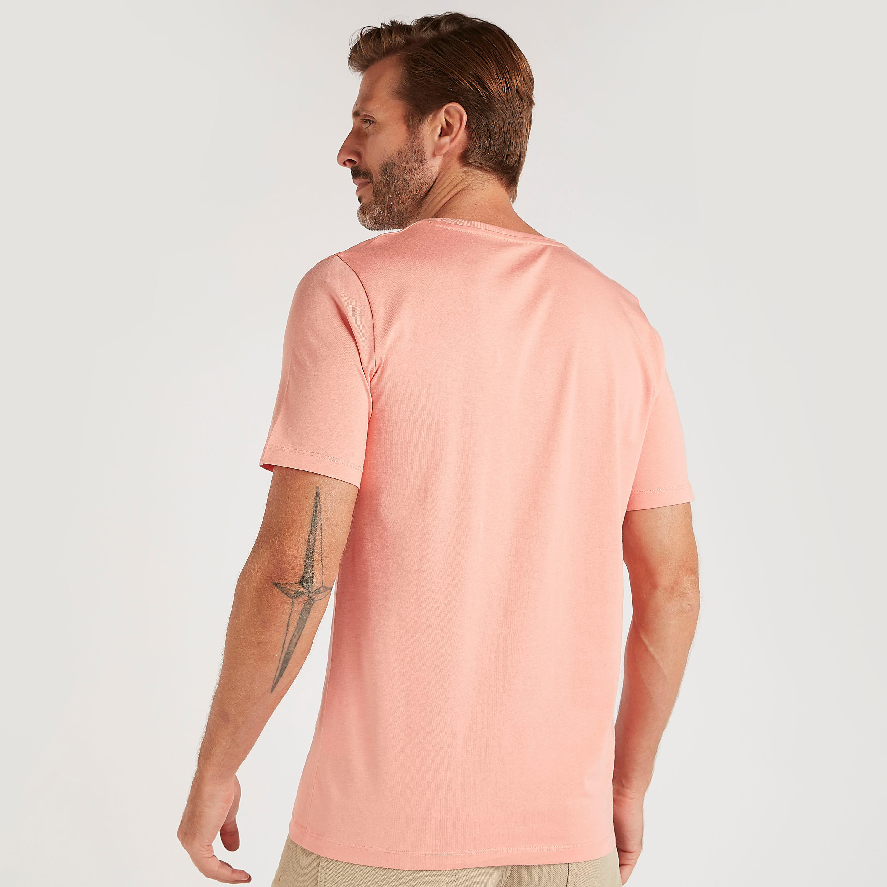 Solid V-neck T-shirt with Short Sleeves-men-clothing-tshirtsandpolos-tshirts-image-4