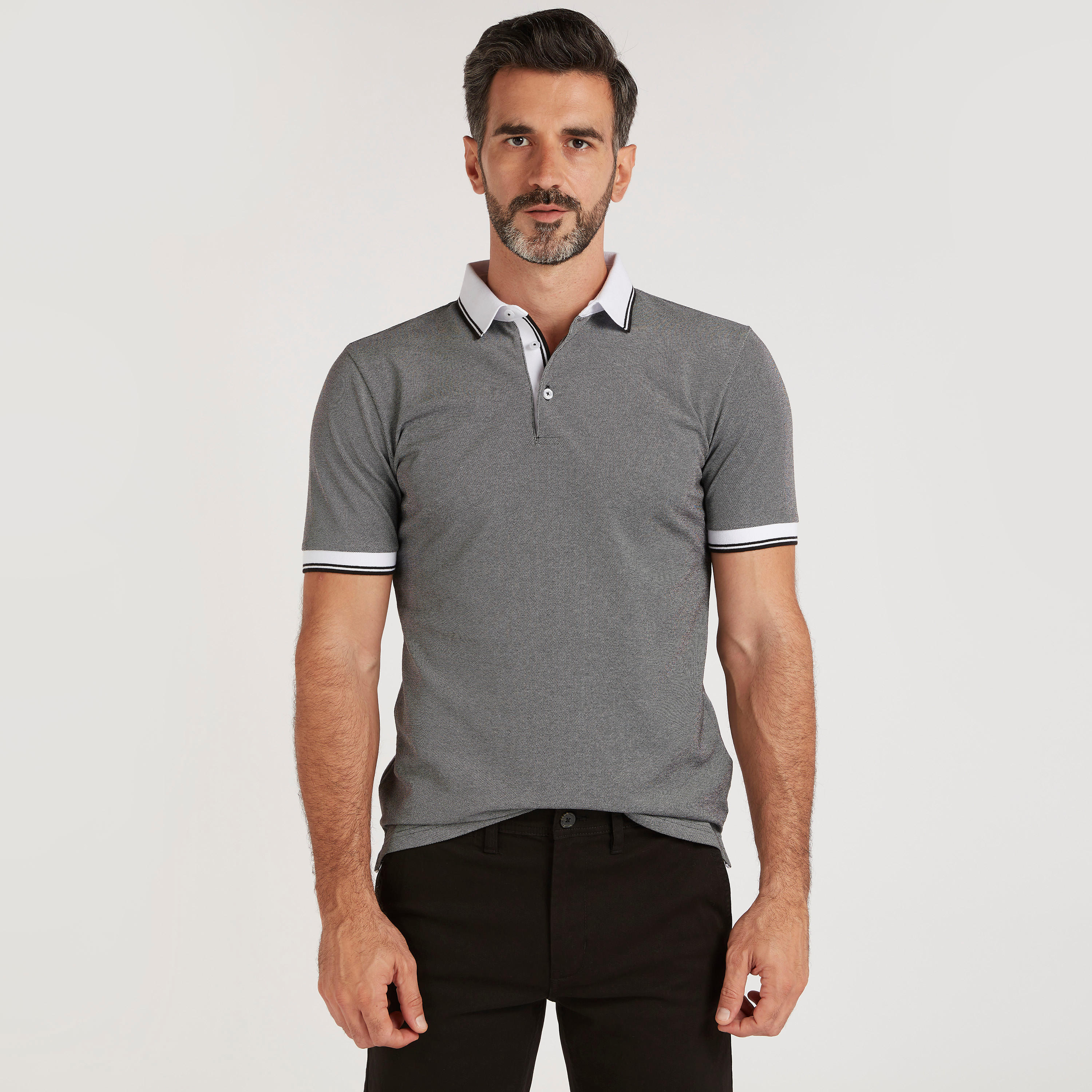 تيشيرت بولو بارز الملمس بأكمام قصيرة-men-clothing-tshirtsandpolos-polos-image-1