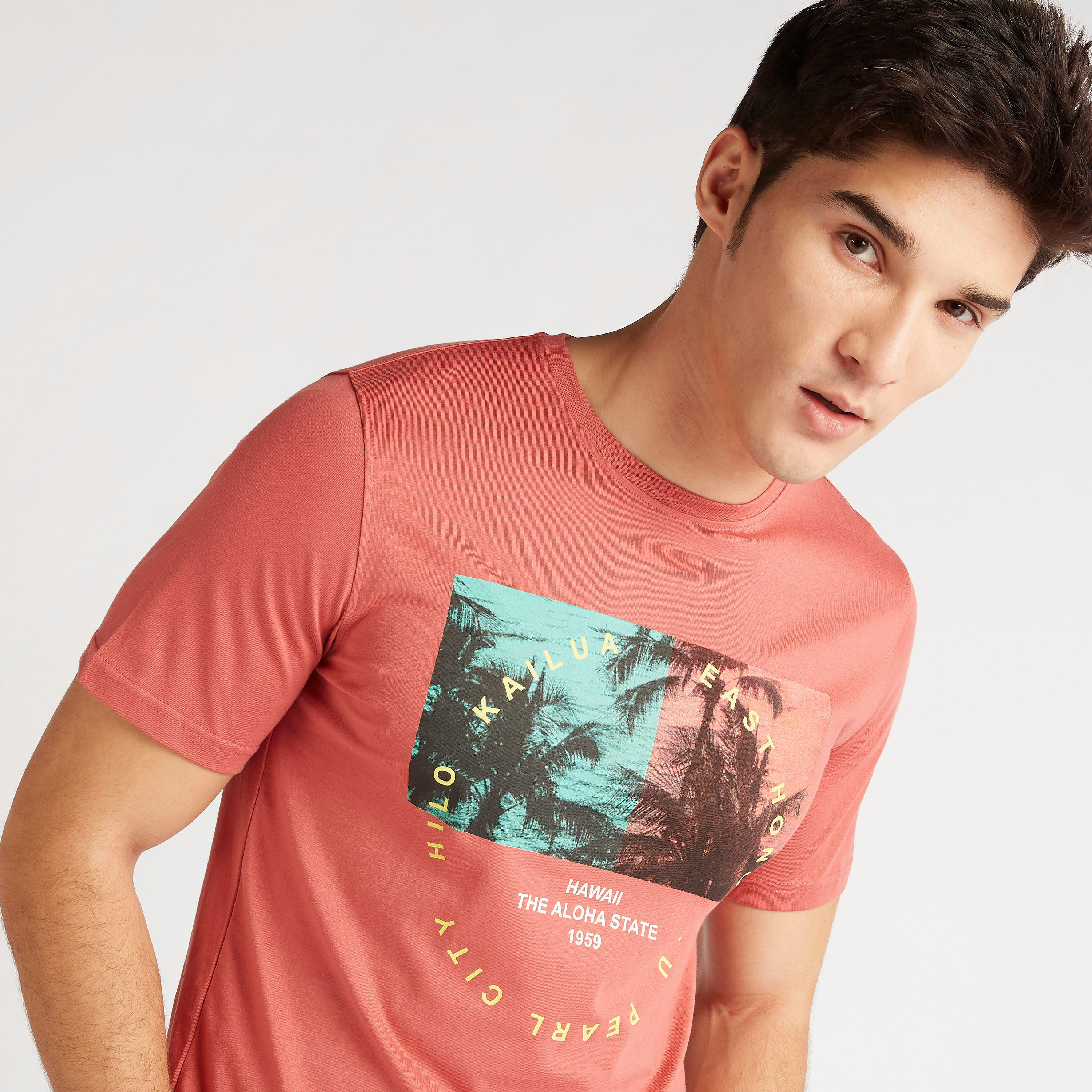 Printed Crew Neck T-shirt with Short Sleeves-men-clothing-tshirtsandpolos-tshirts-image-3