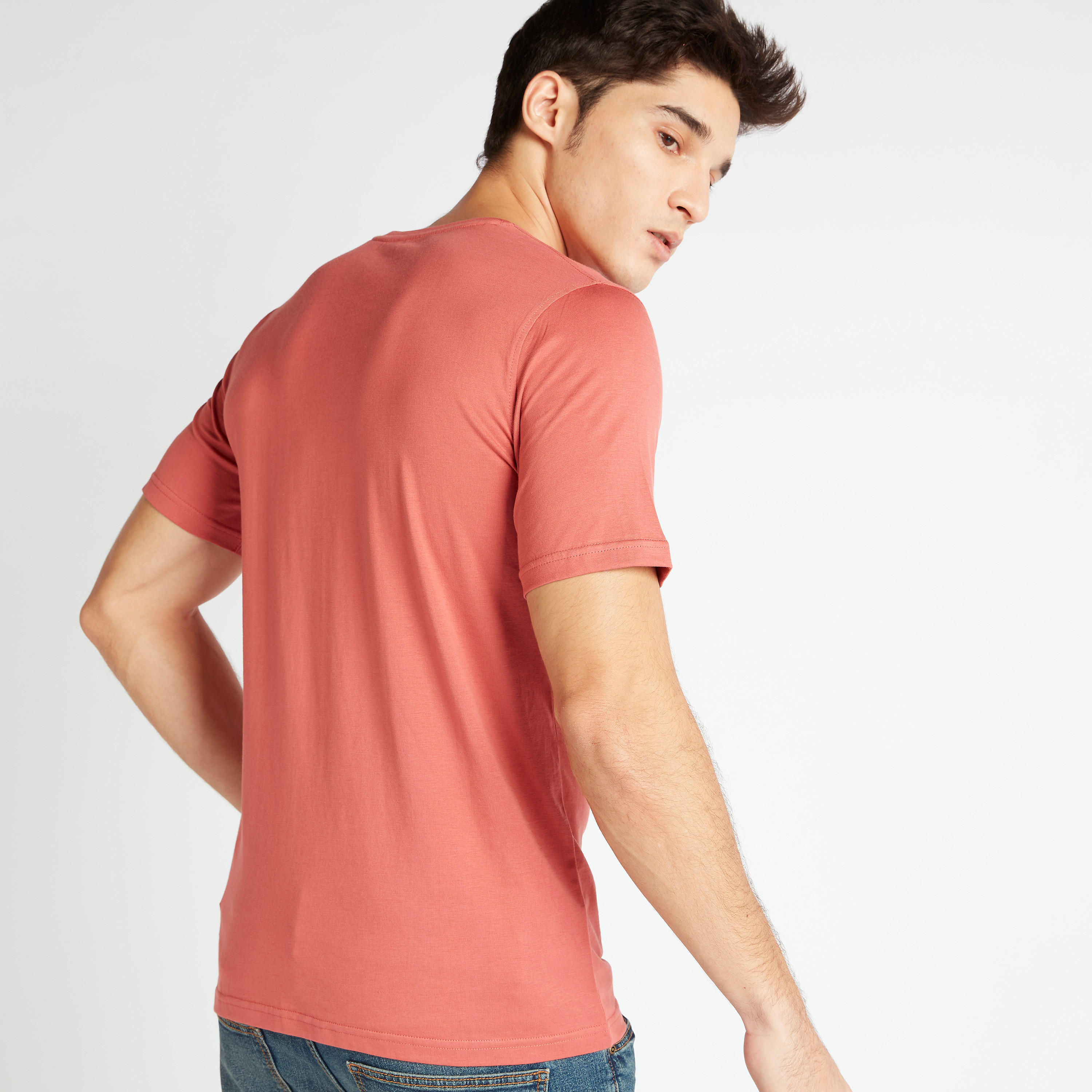 Printed Crew Neck T-shirt with Short Sleeves-men-clothing-tshirtsandpolos-tshirts-image-4