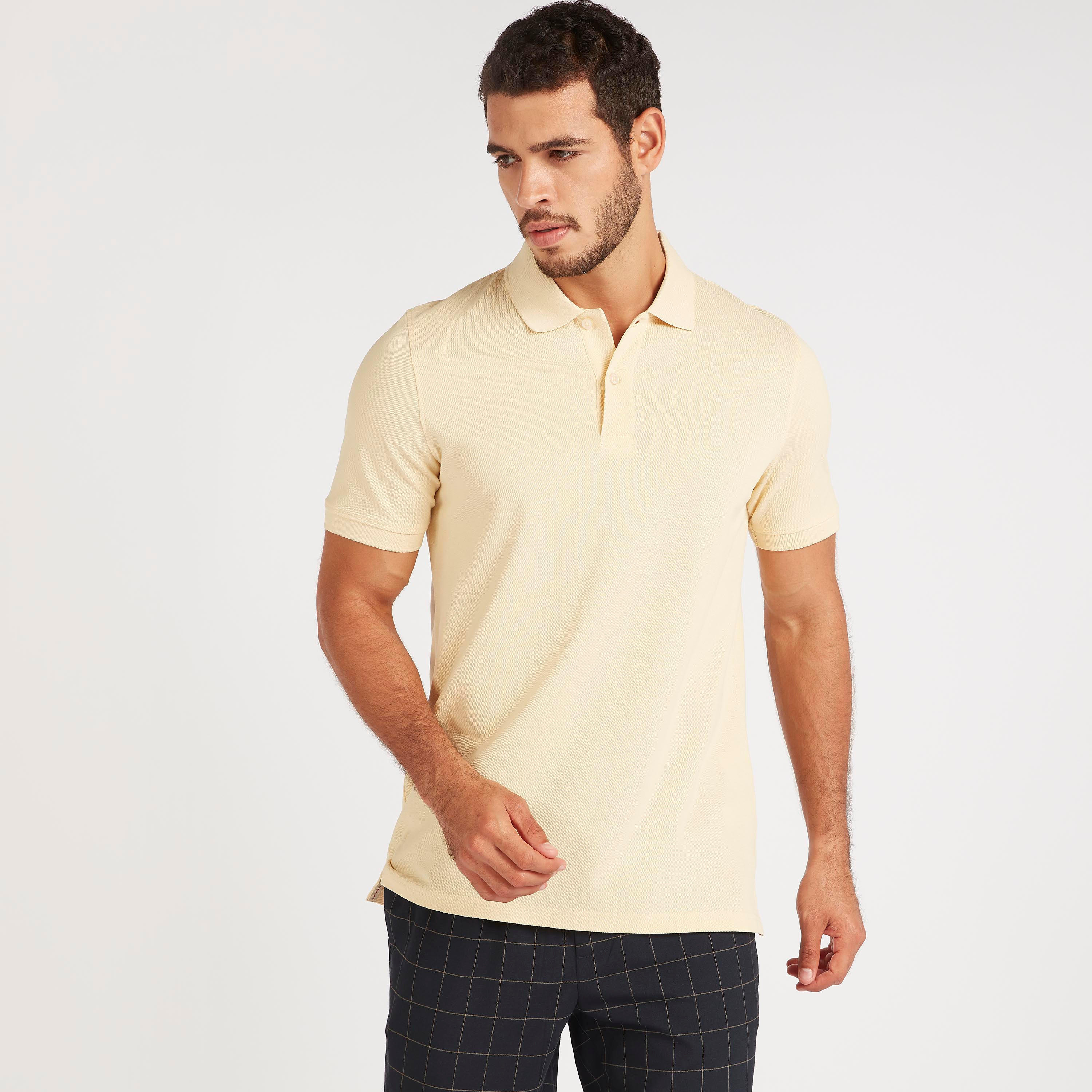 Solid Polo T-shirt with Short Sleeves-men-clothing-tshirtsandpolos-polos-image-1