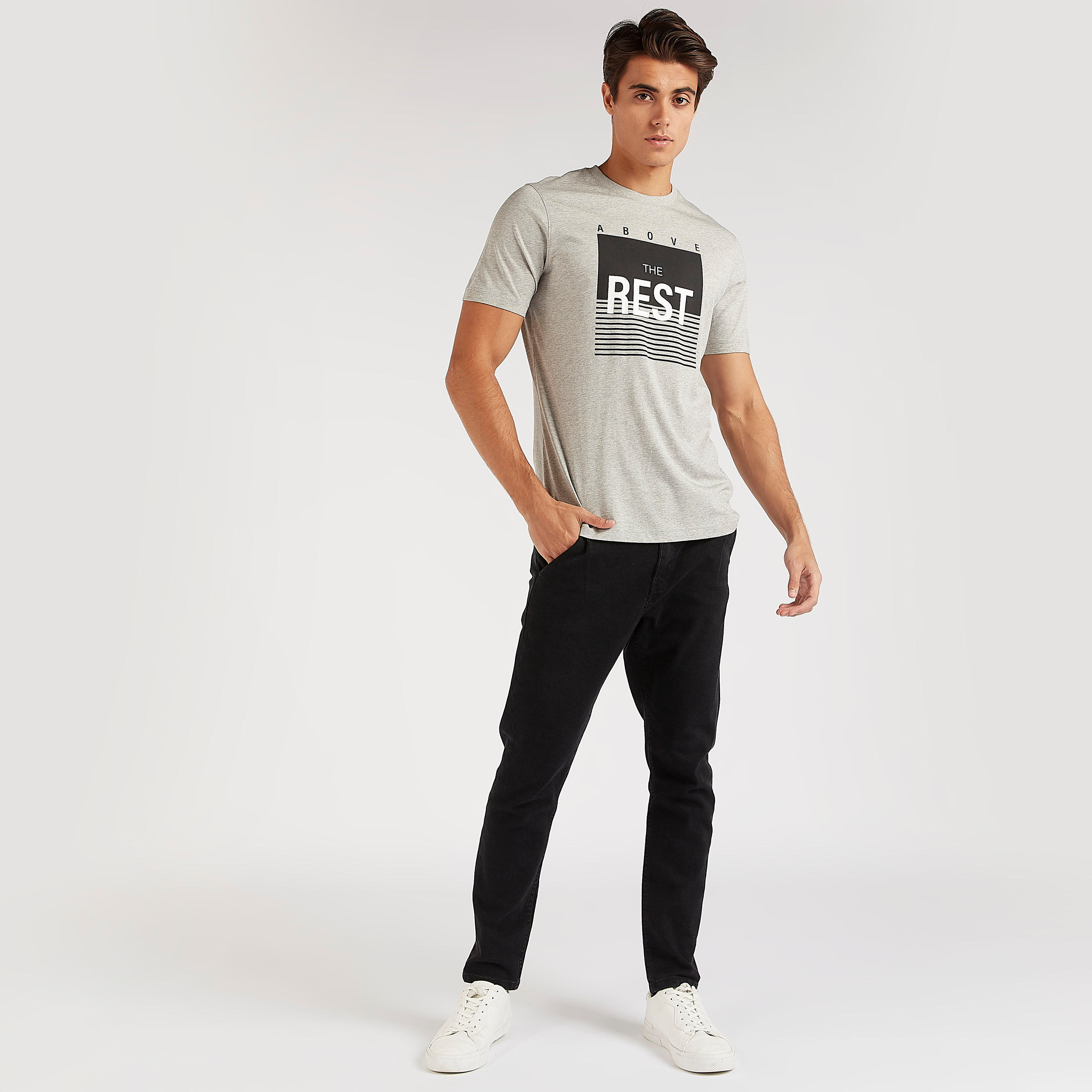 Printed Crew Neck T-shirt with Short Sleeves-men-clothing-tshirtsandpolos-tshirts-image-2