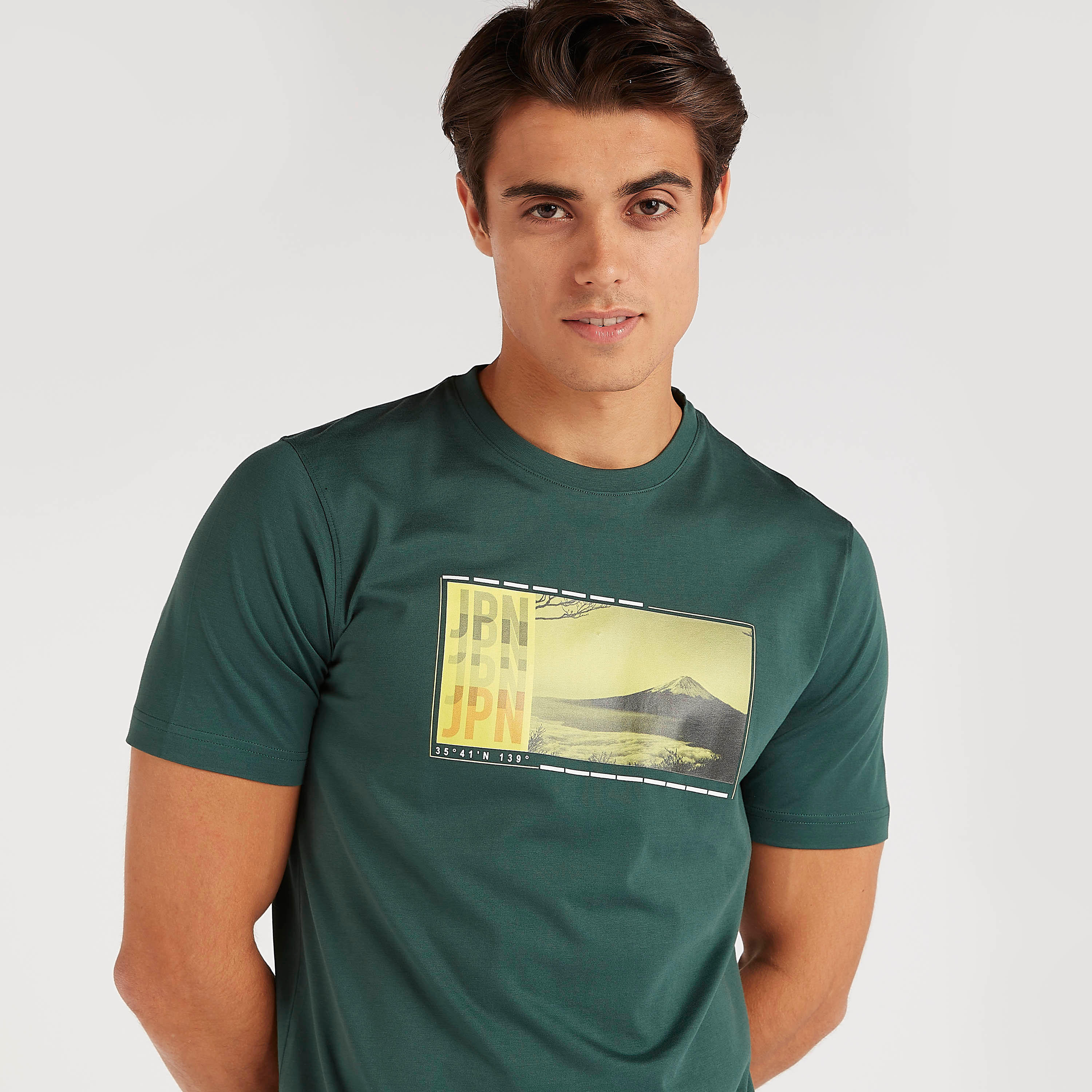 Printed Crew Neck T-shirt with Short Sleeves-men-clothing-tshirtsandpolos-tshirts-image-2