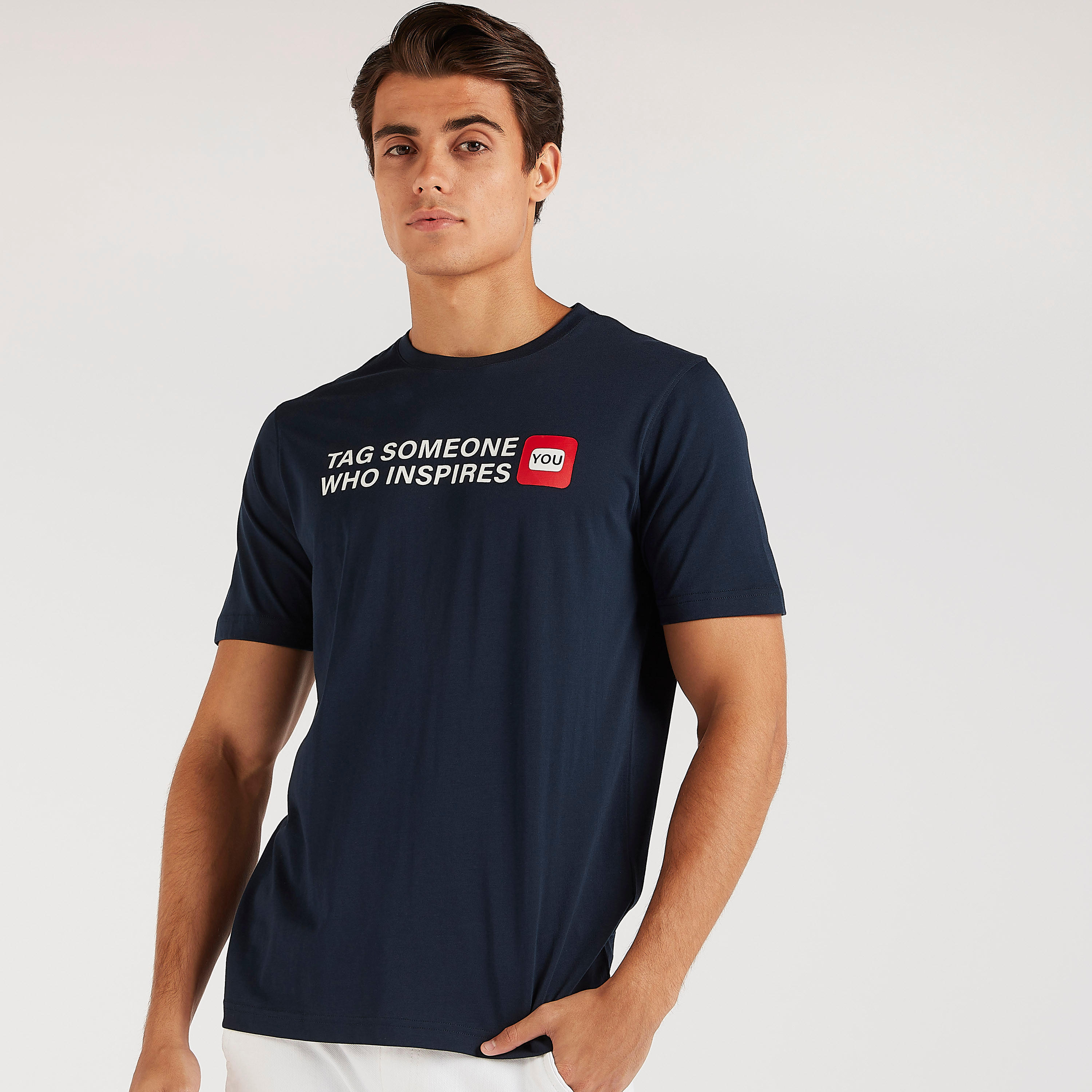 Typographic Print Crew Neck T-shirt with Short Sleeves-men-clothing-tshirtsandpolos-tshirts-image-1