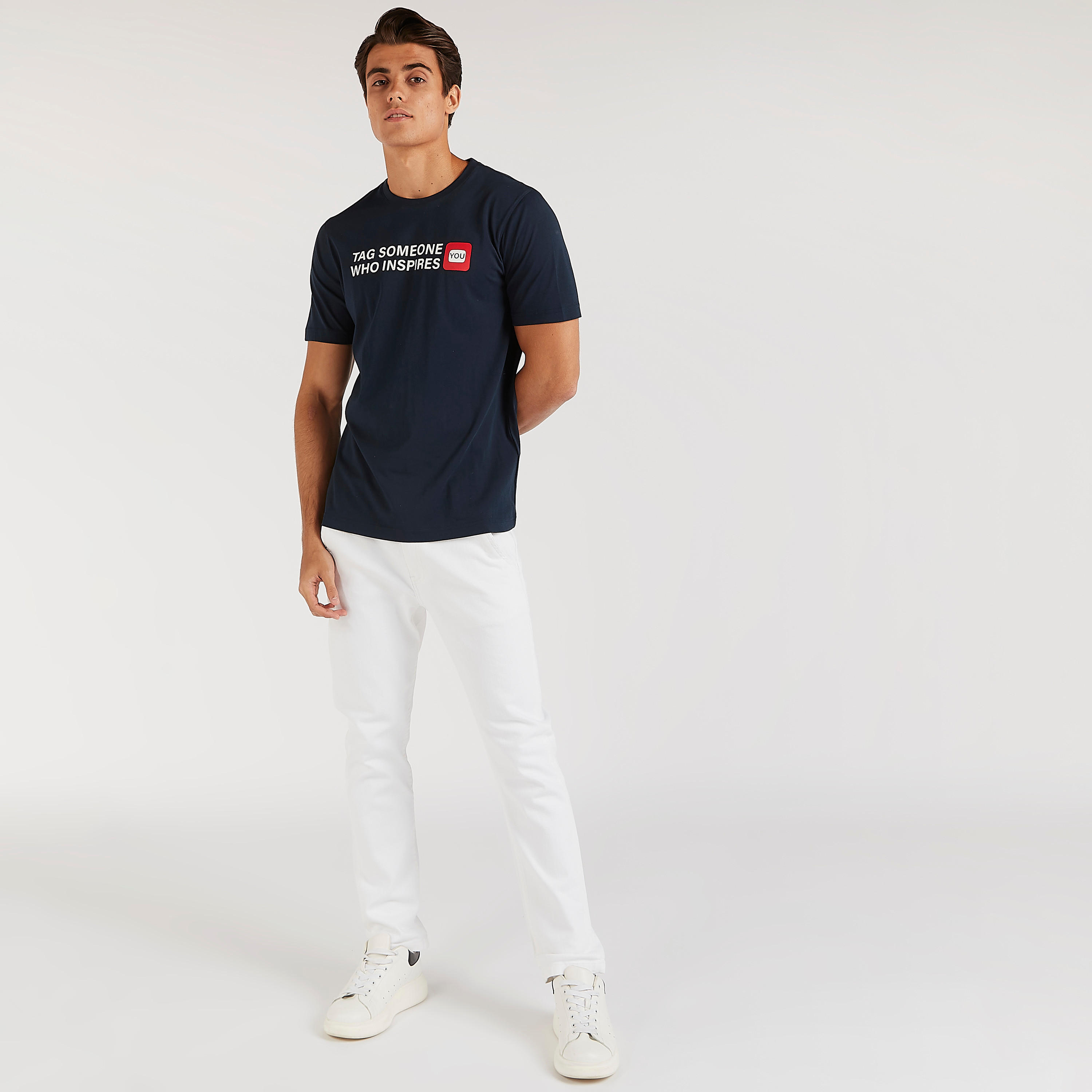 Typographic Print Crew Neck T-shirt with Short Sleeves-men-clothing-tshirtsandpolos-tshirts-image-2