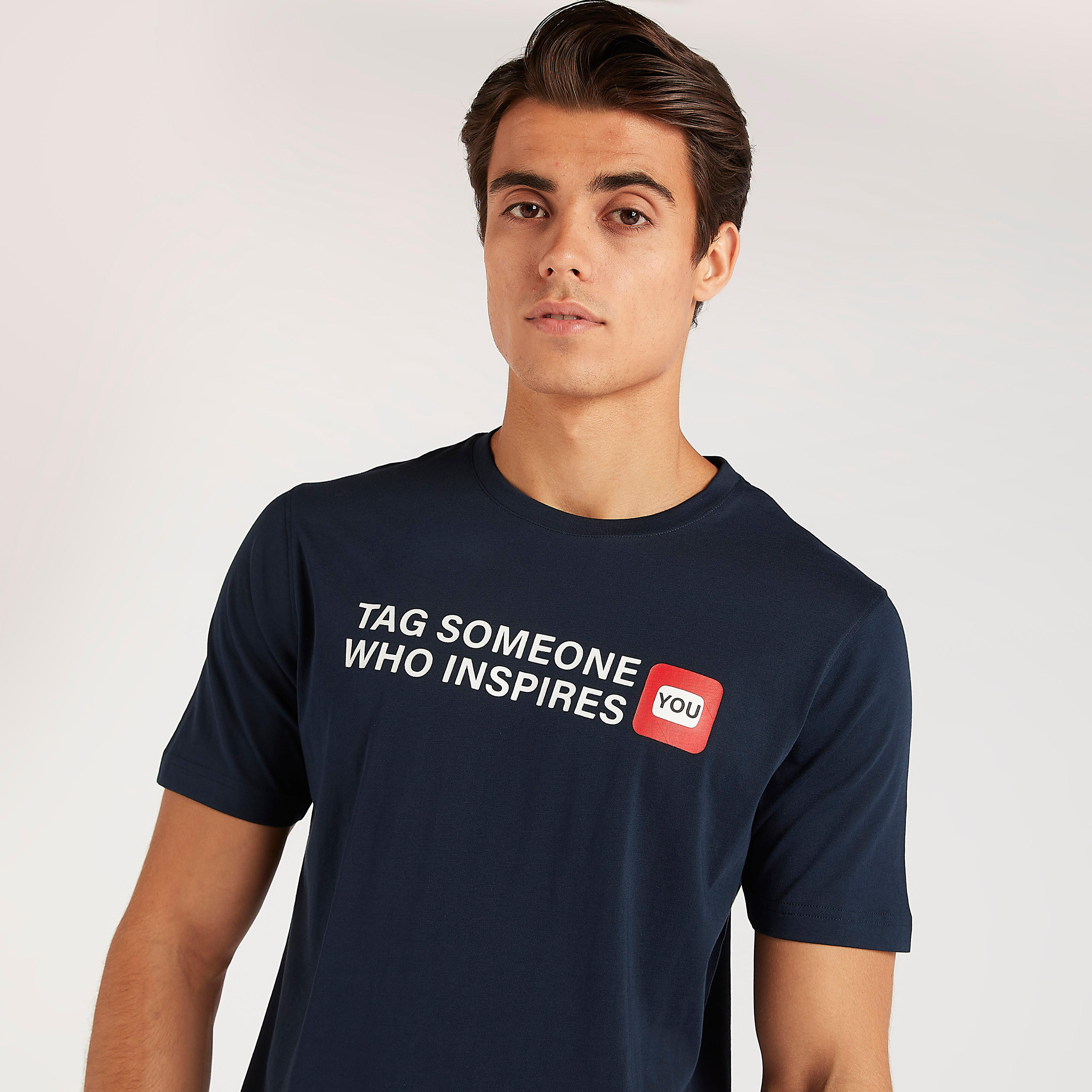 Typographic Print Crew Neck T-shirt with Short Sleeves-men-clothing-tshirtsandpolos-tshirts-image-3