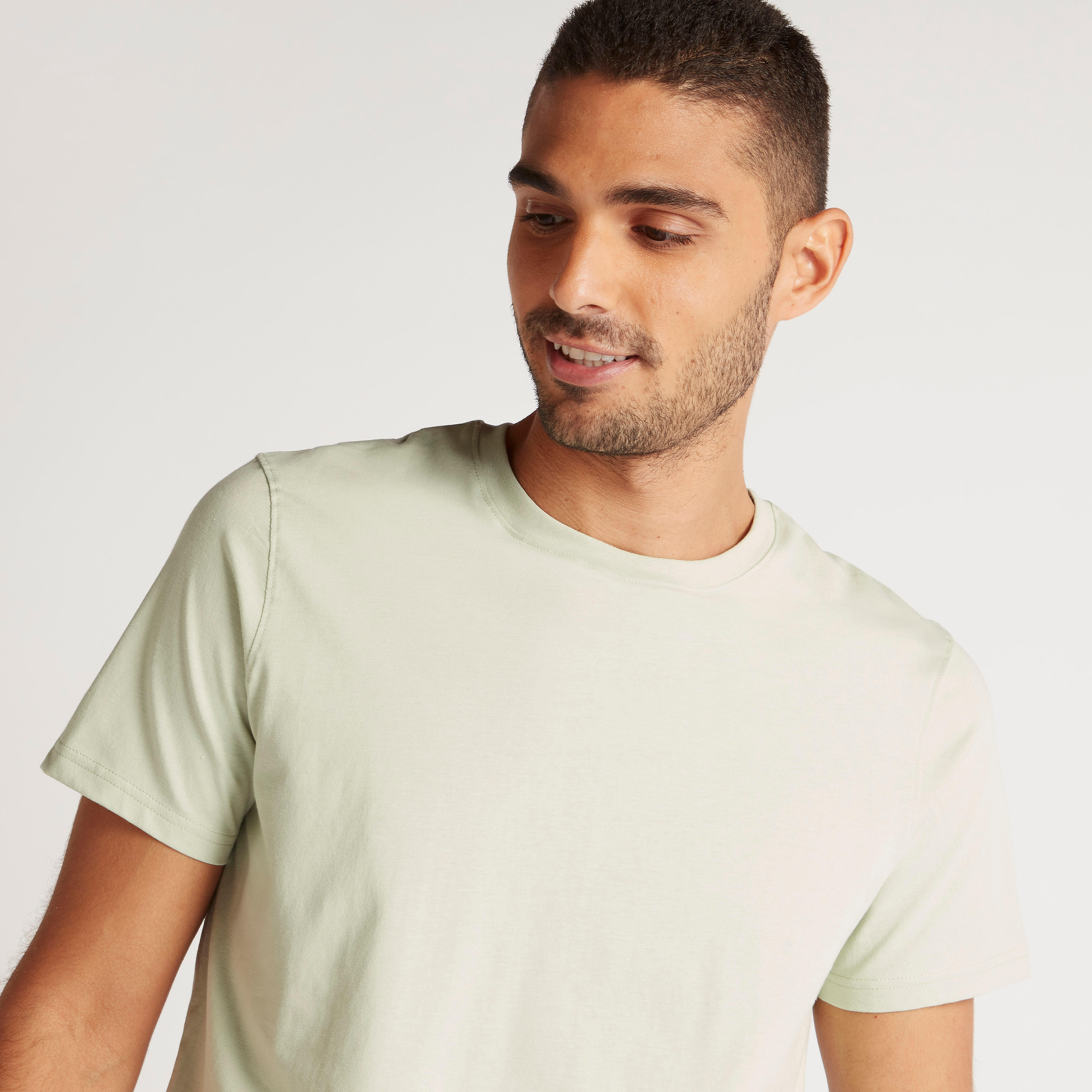 Solid T-shirt with Crew Neck and Short Sleeves-men-clothing-tshirtsandpolos-tshirts-image-3