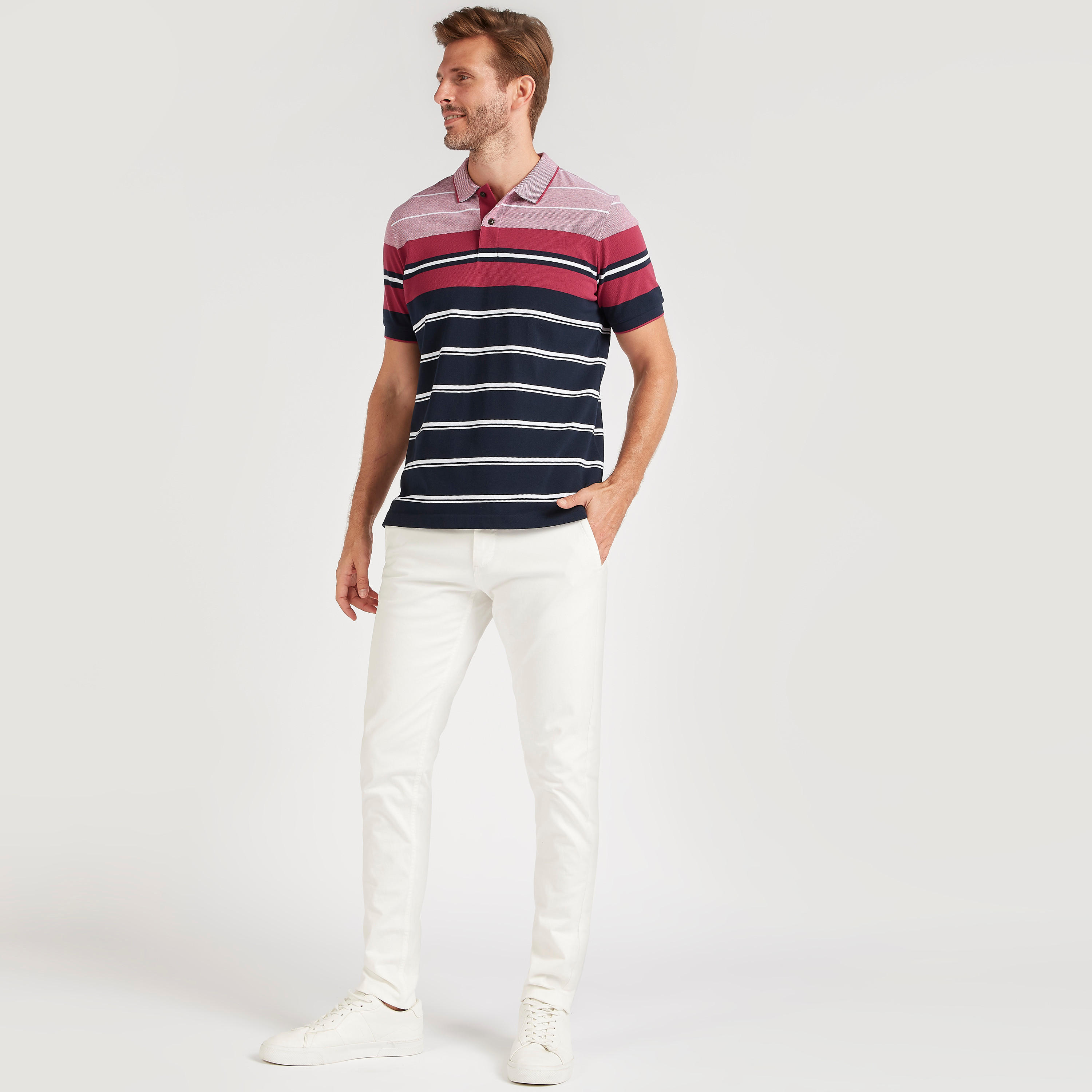 Stripe-Tipped Polo T-shirt with Short Sleeves-men-clothing-tshirtsandpolos-polos-image-2
