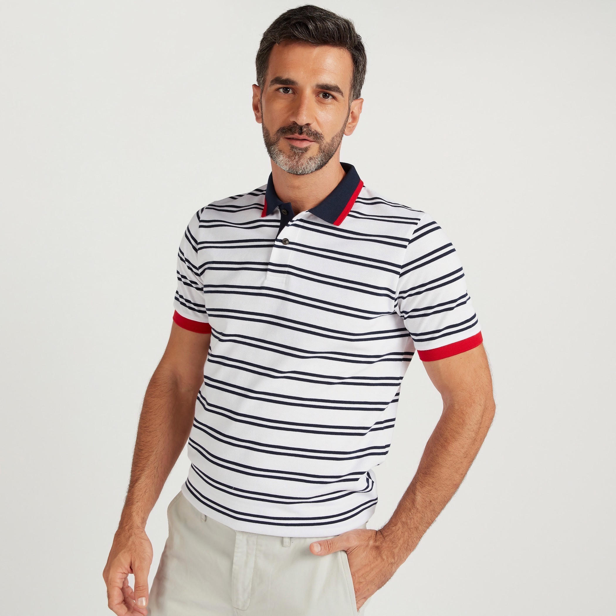 تيشيرت بولو مخطّط بأكمام قصيرة-men-clothing-tshirtsandpolos-polos-image-1